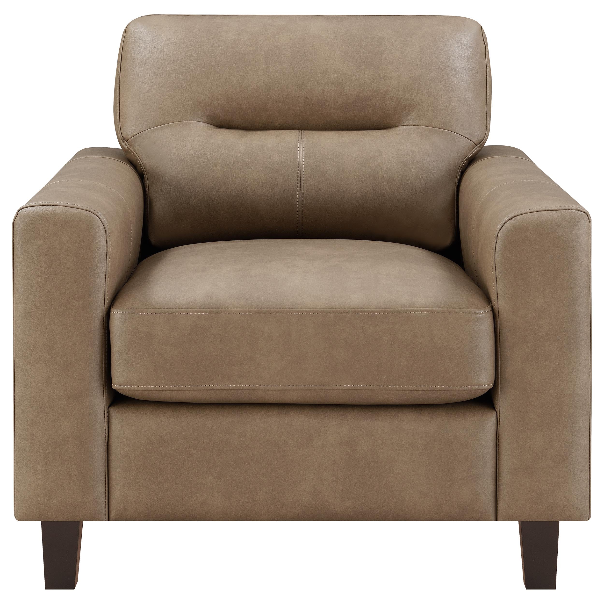 Scotland Faux Leather Upholstered Track Arm Chair Brown-
