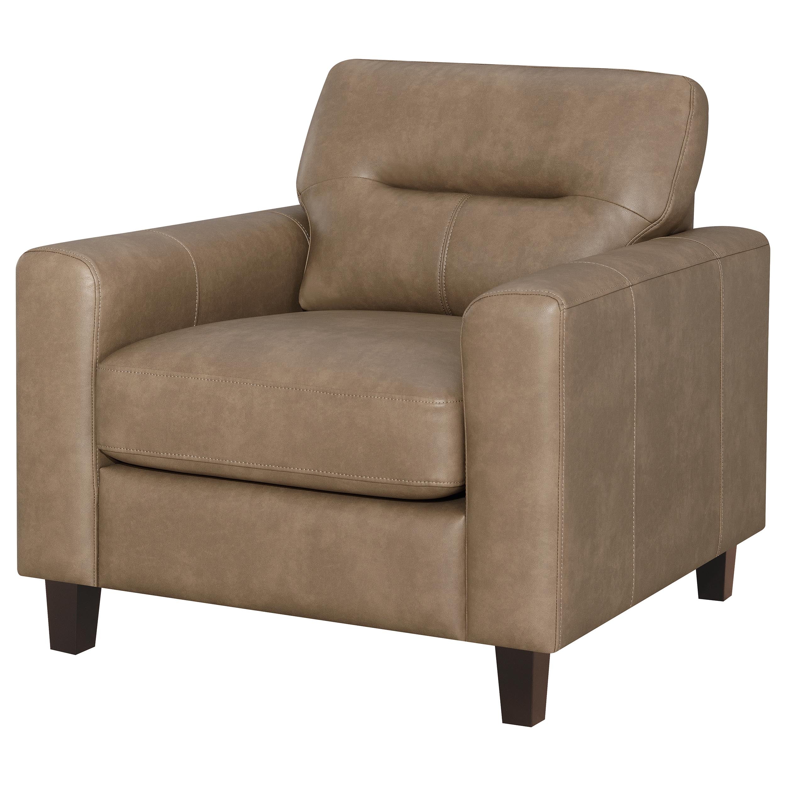 Scotland Faux Leather Upholstered Track Arm Chair Brown-