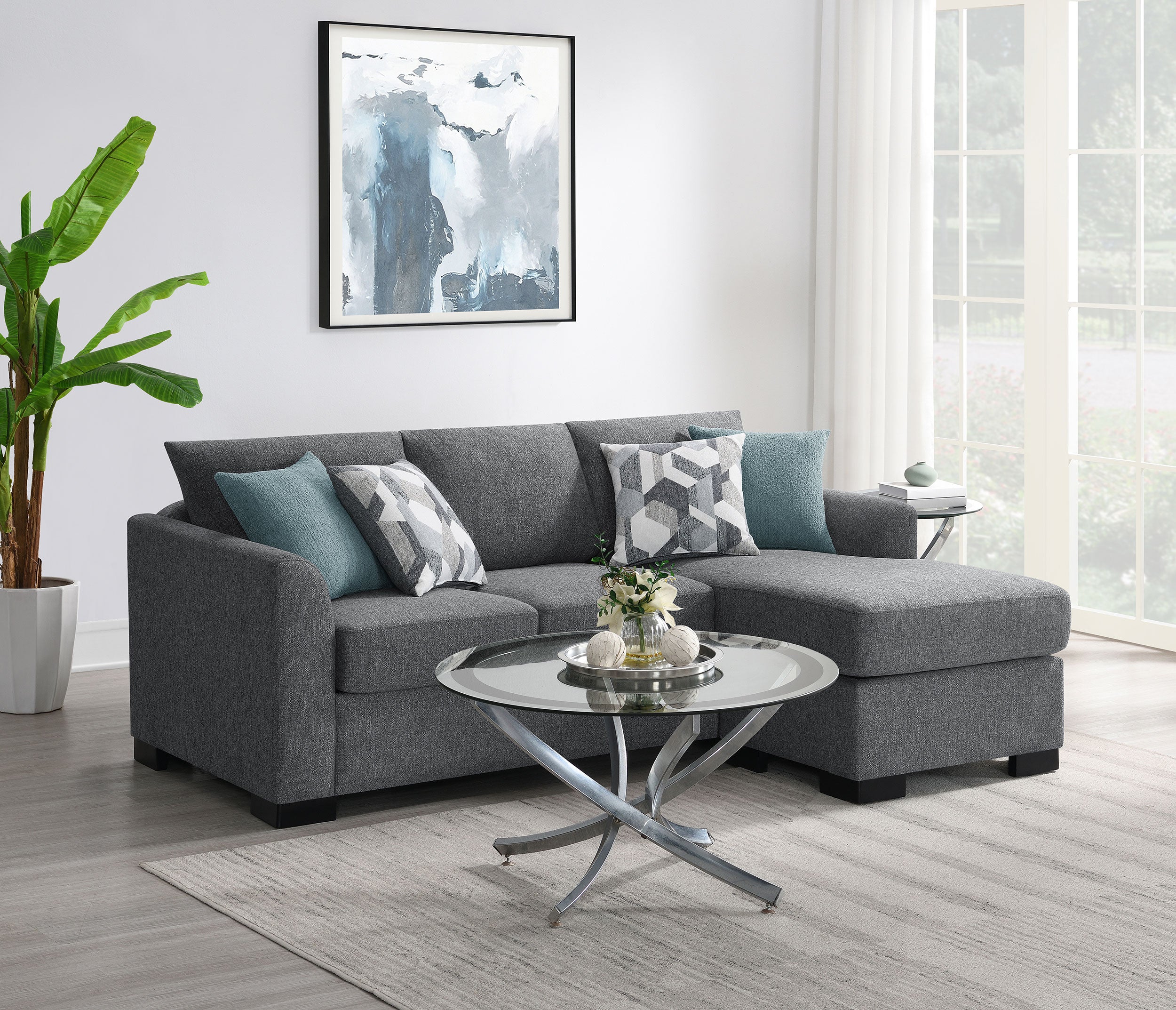 Storey Upholstered Sleeper Sectional Chaise Sofa Grey-