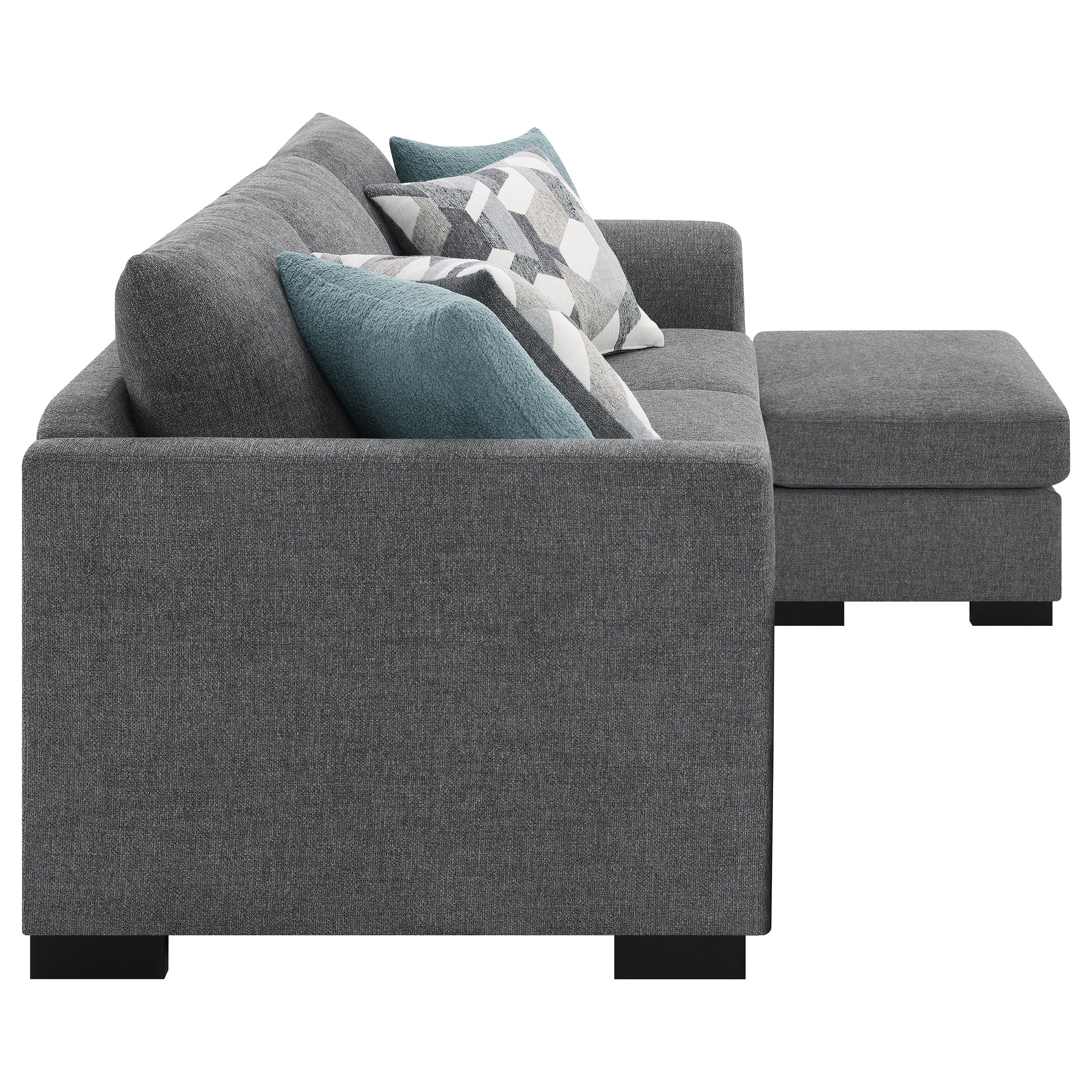 Storey Upholstered Sleeper Sectional Chaise Sofa Grey-