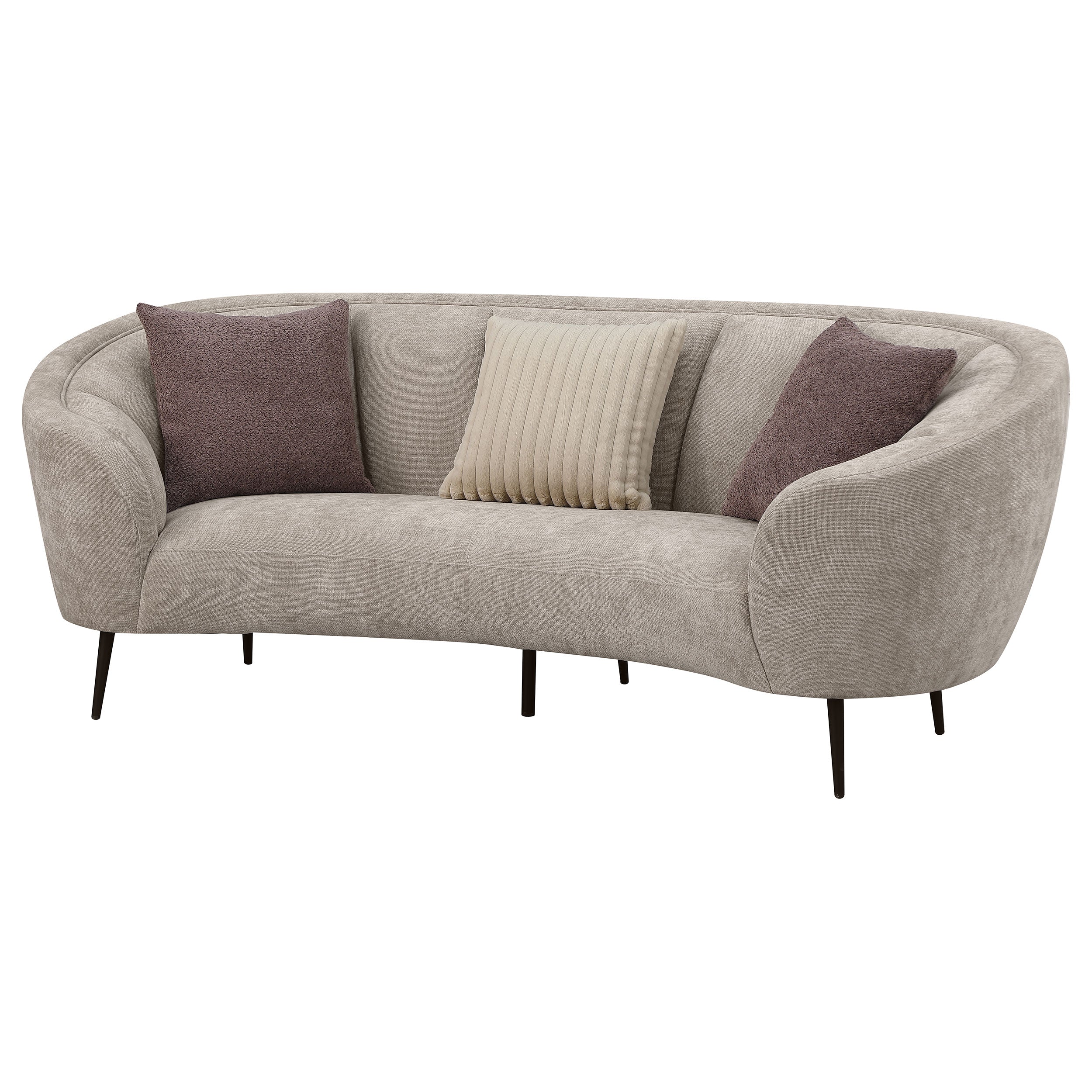 Ellorie Upholstered Channel Back Curved Sofa Beige-