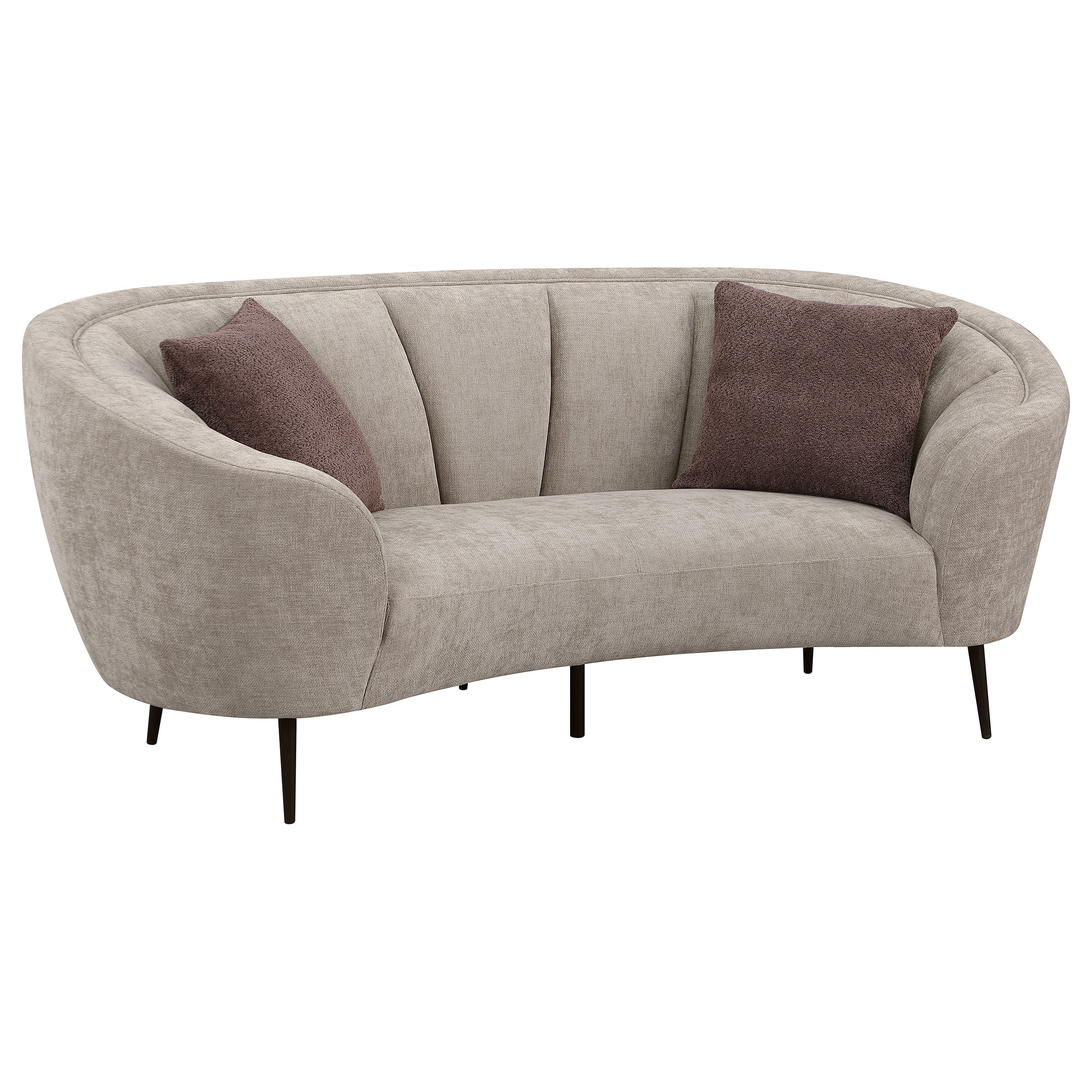 Ellorie Upholstered Channel Back Curved Loveseat Beige-