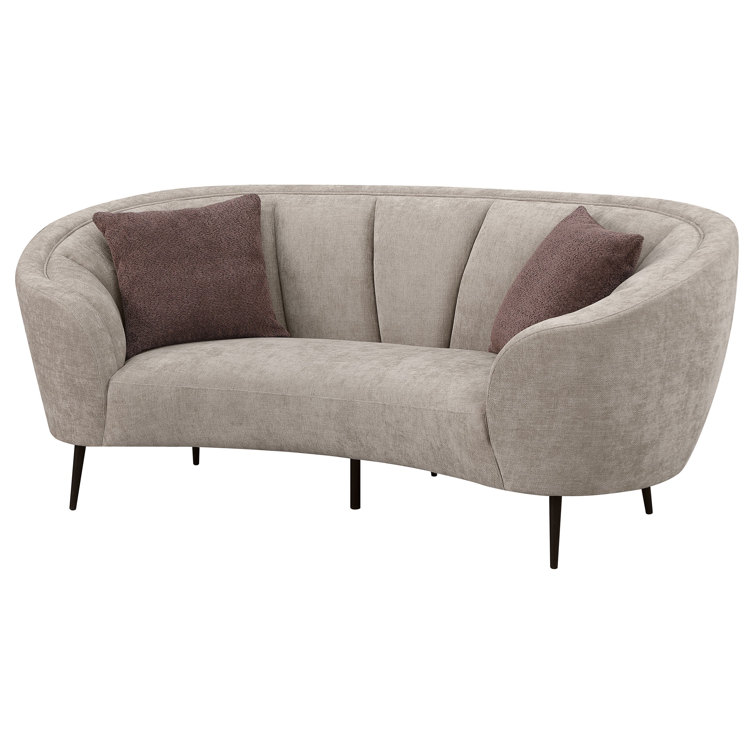 Ellorie Upholstered Channel Back Curved Loveseat Beige-