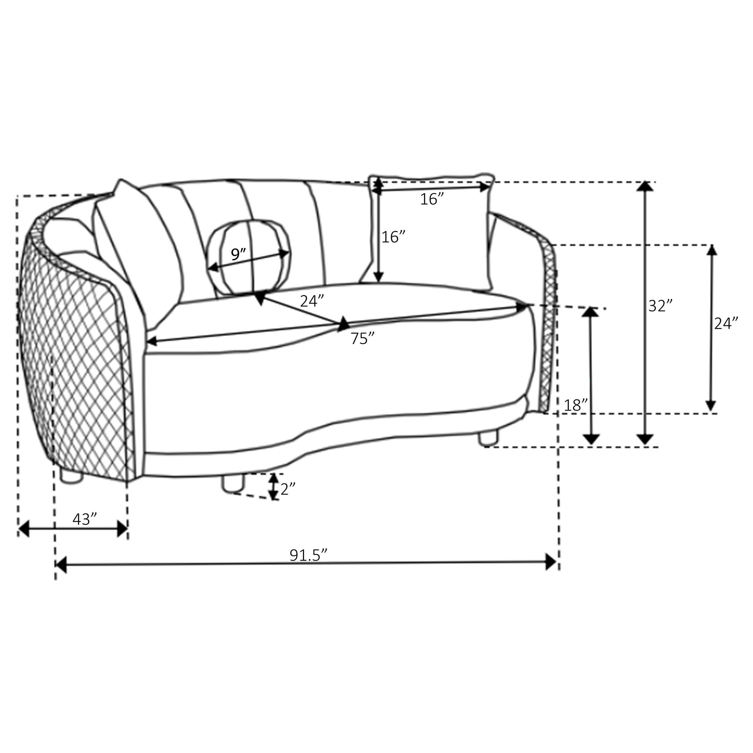 Brookside 2-piece Velvet Upholstered Sofa Set Dark Grey-