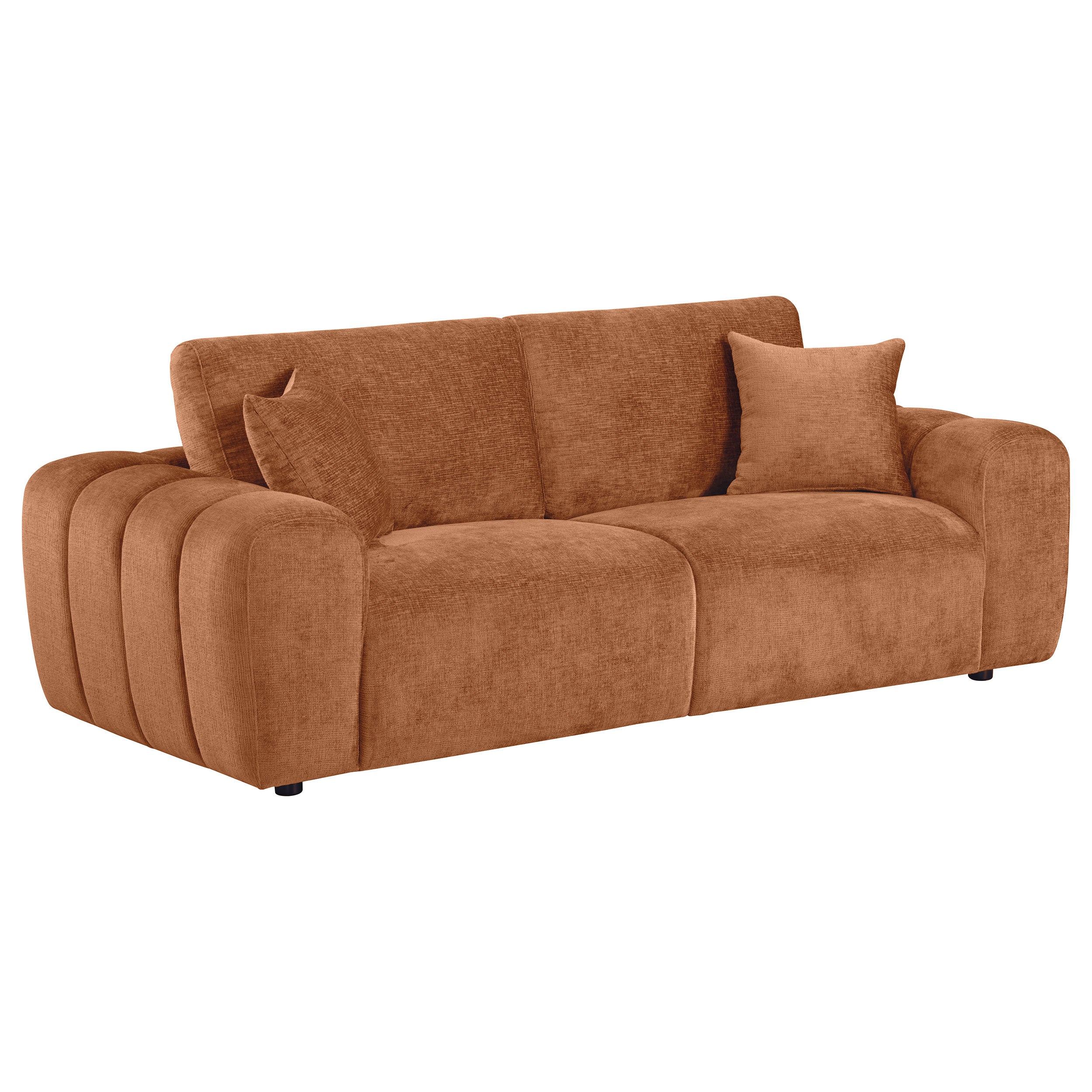 Burnett Chenille Upholstered Wide Arm Sofa Burnt Orange-