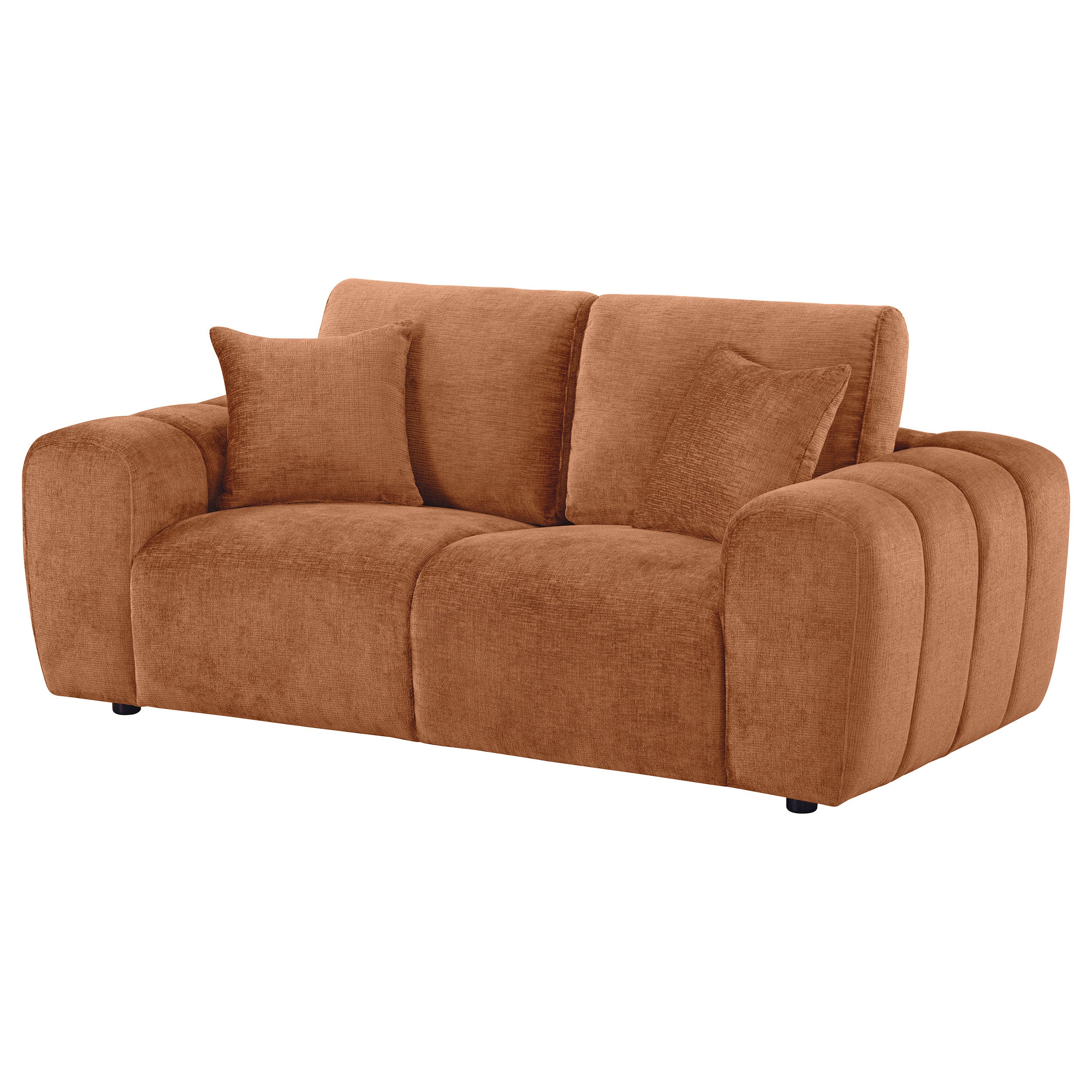 Burnett Chenille Upholstered Wide Arm Loveseat Burnt Orange-