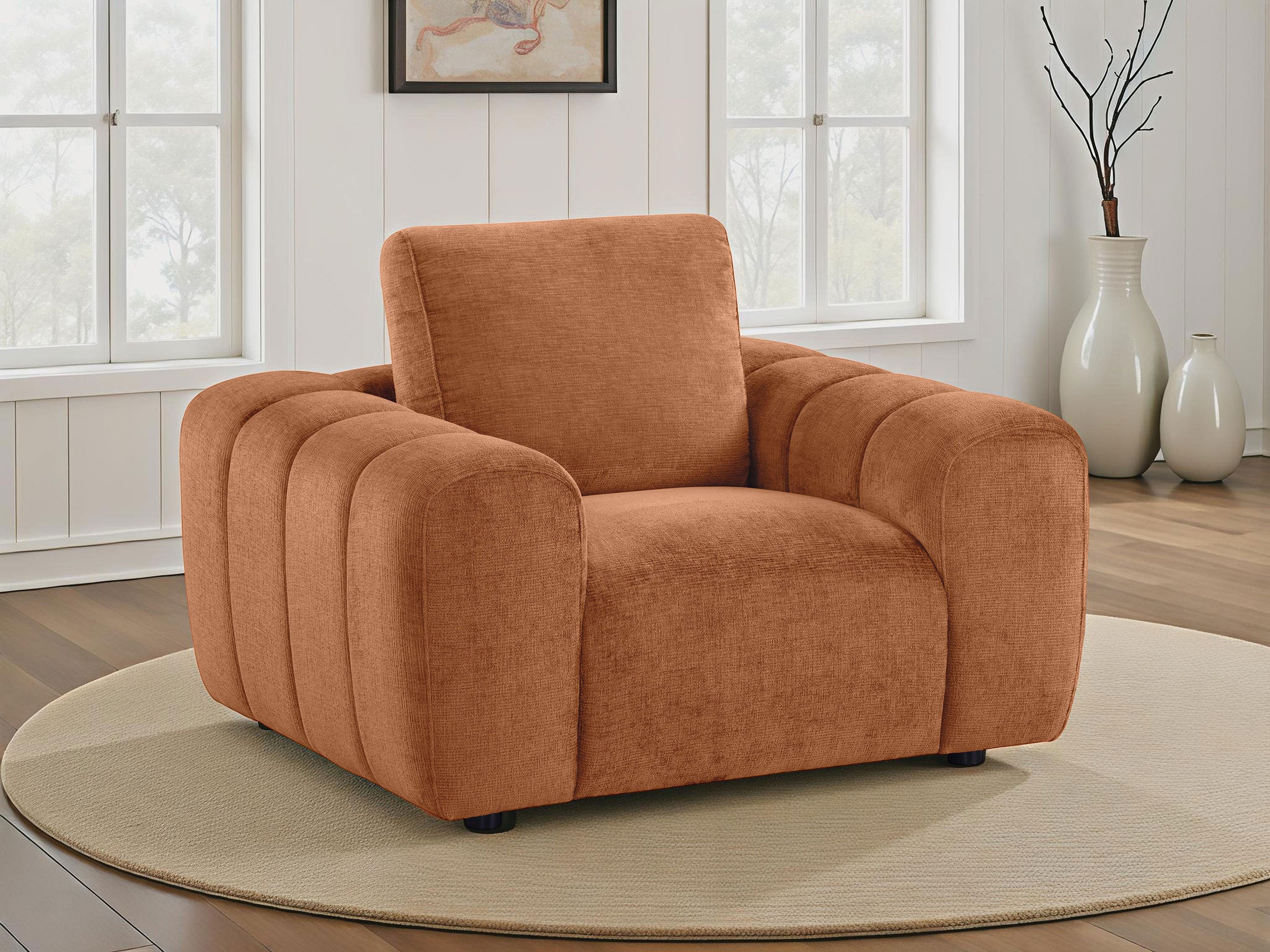 Burnett Chenille Upholstered Accent Chair Burnt Orange-