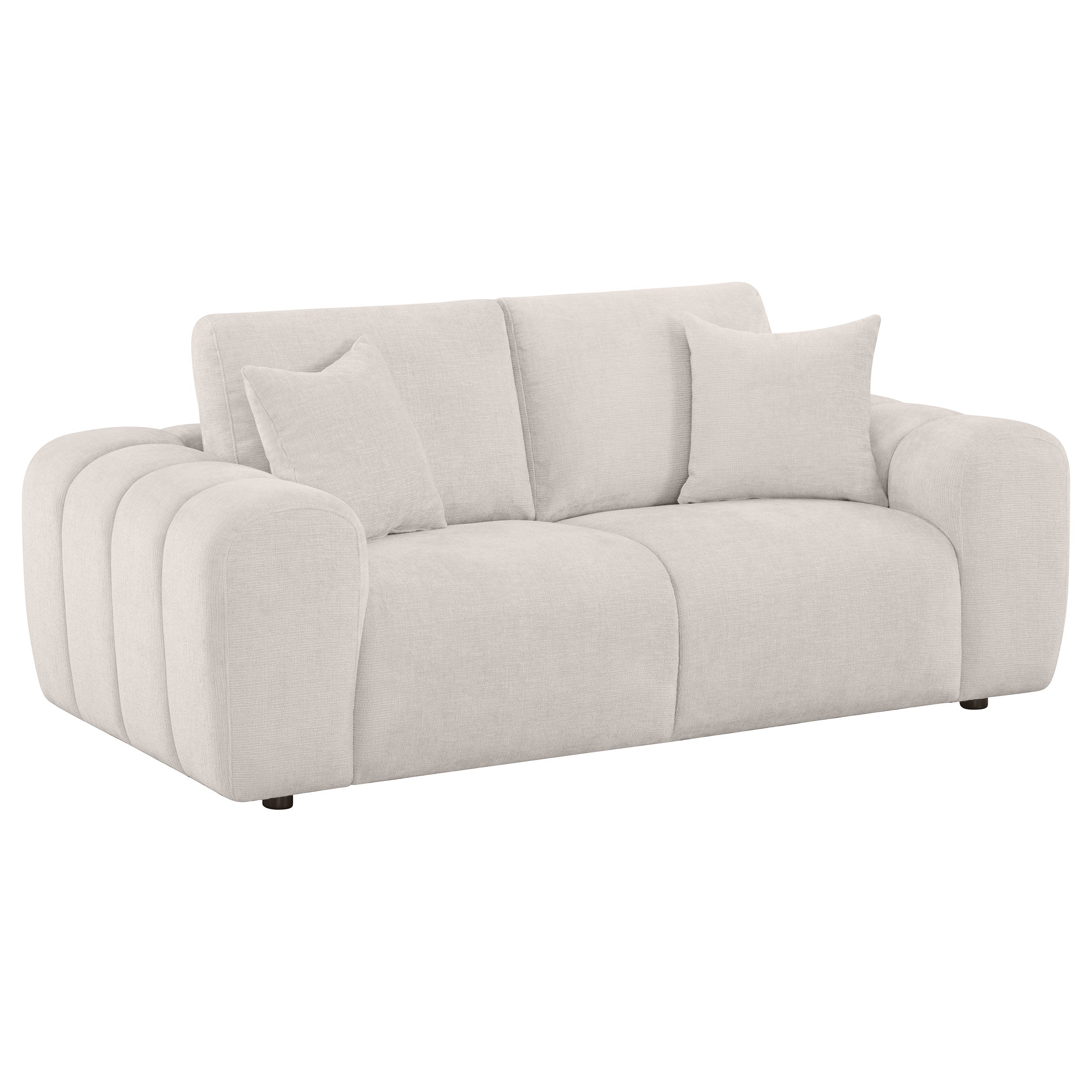 Burnett Chenille Upholstered Wide Arm Loveseat Ivory-