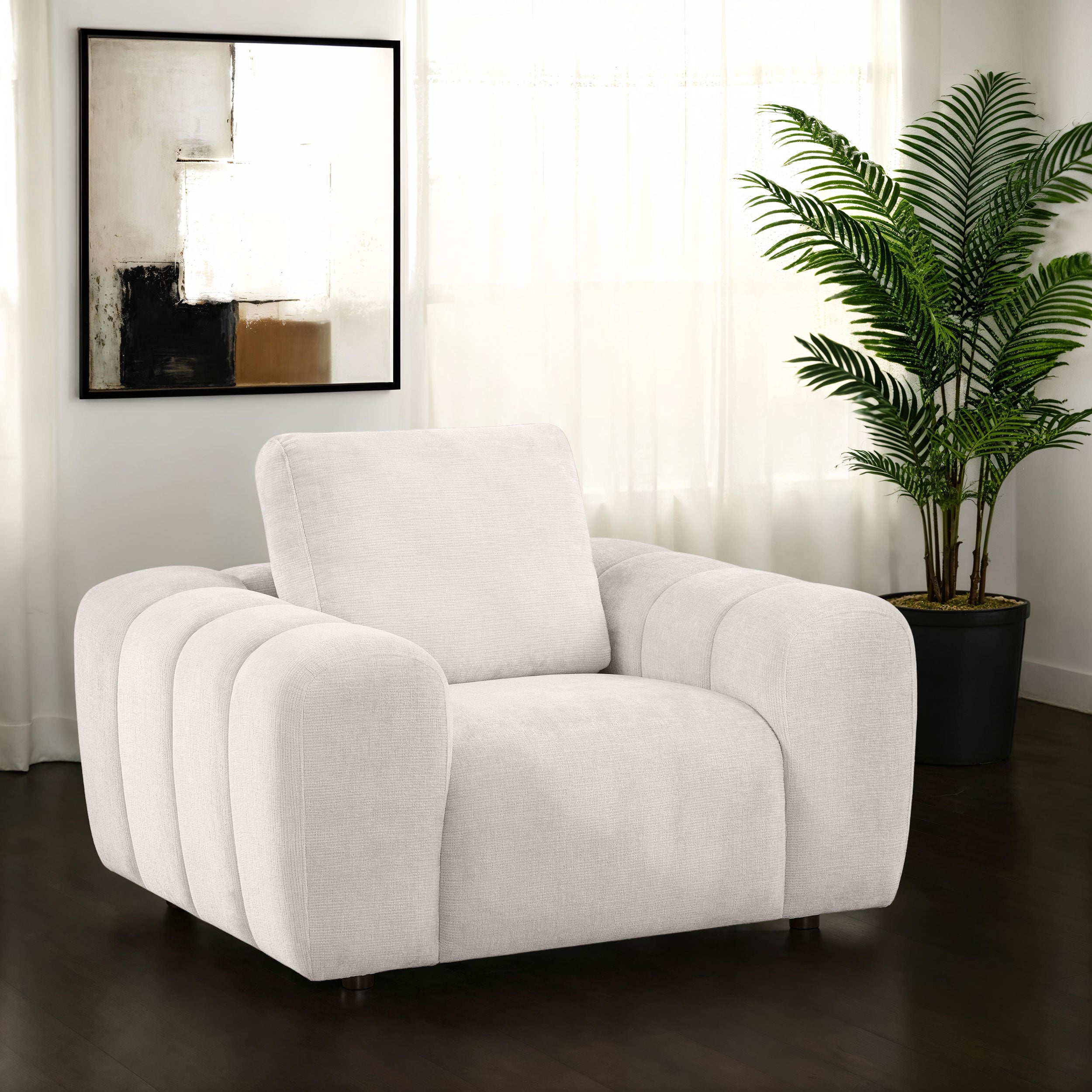 Burnett Chenille Upholstered Accent Chair Ivory-