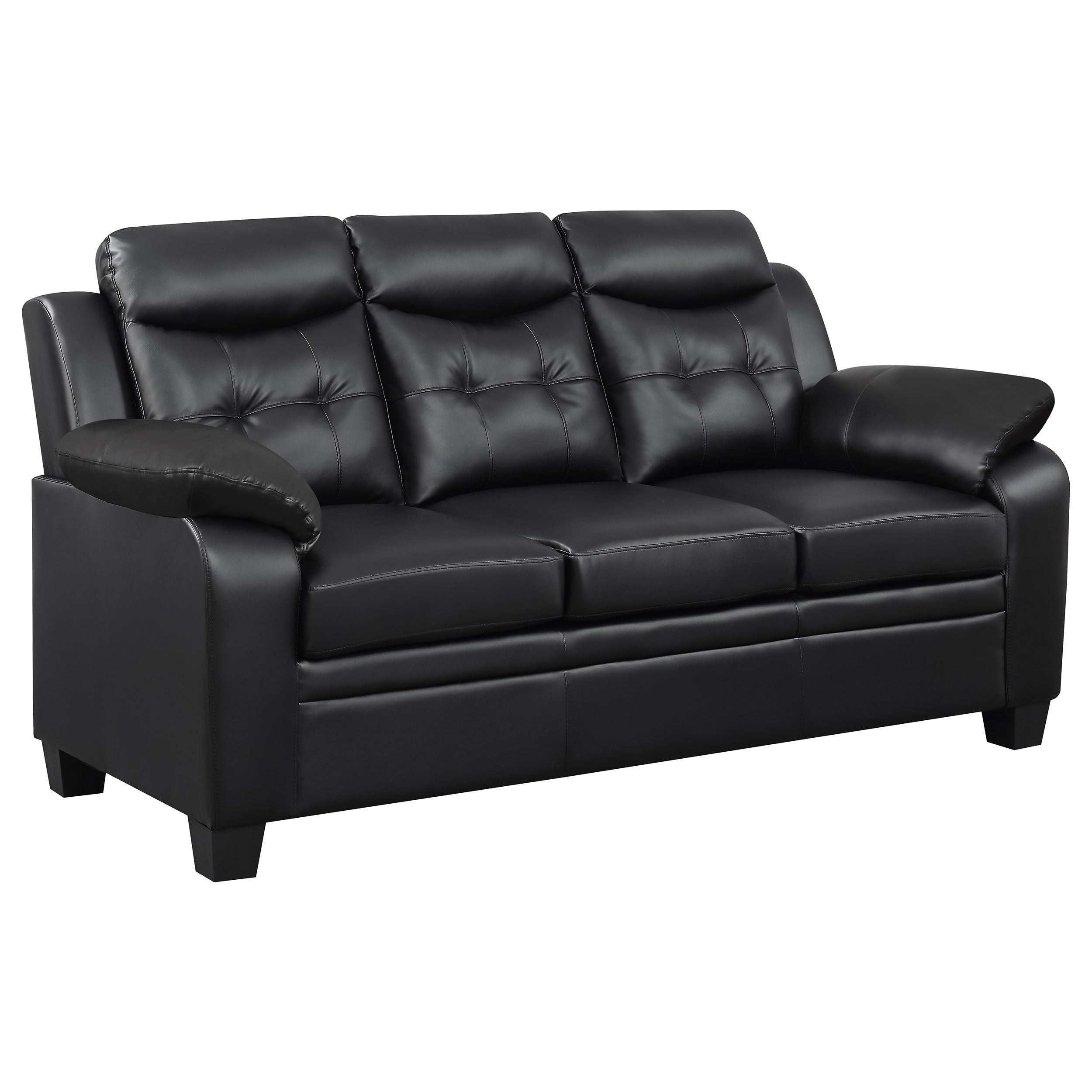 Finley Upholstered Padded Arm Tufted Sofa Black-CoasterEveryday