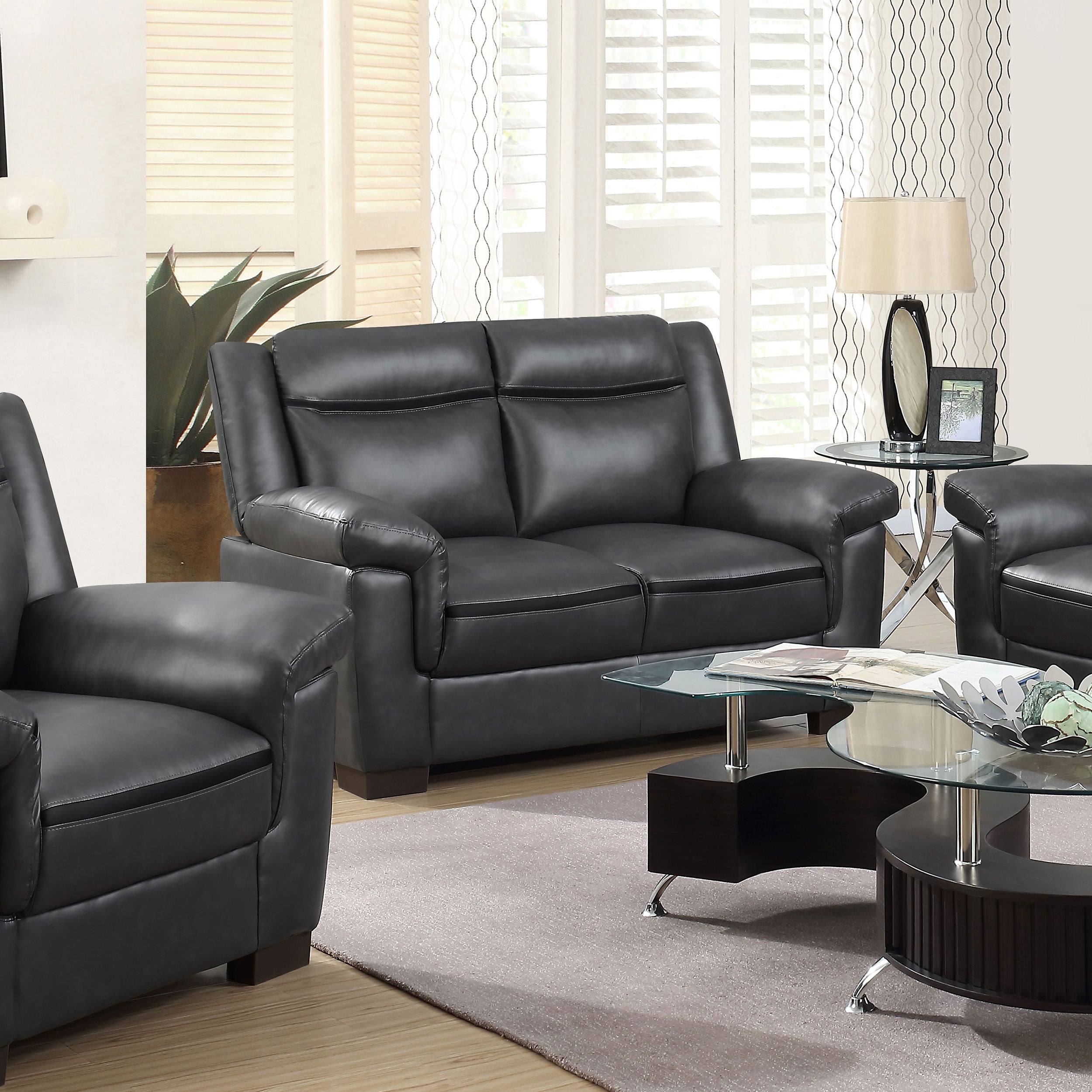 Arabella Upholstered Padded Arm Loveseat Grey-CoasterEveryday
