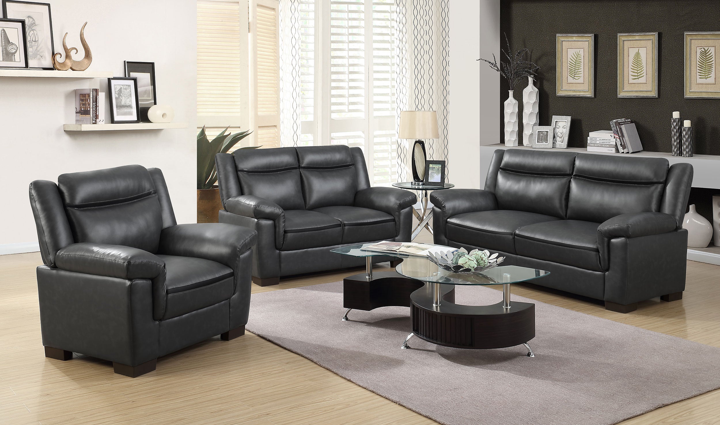 Arabella Upholstered Padded Arm Loveseat Grey-CoasterEveryday
