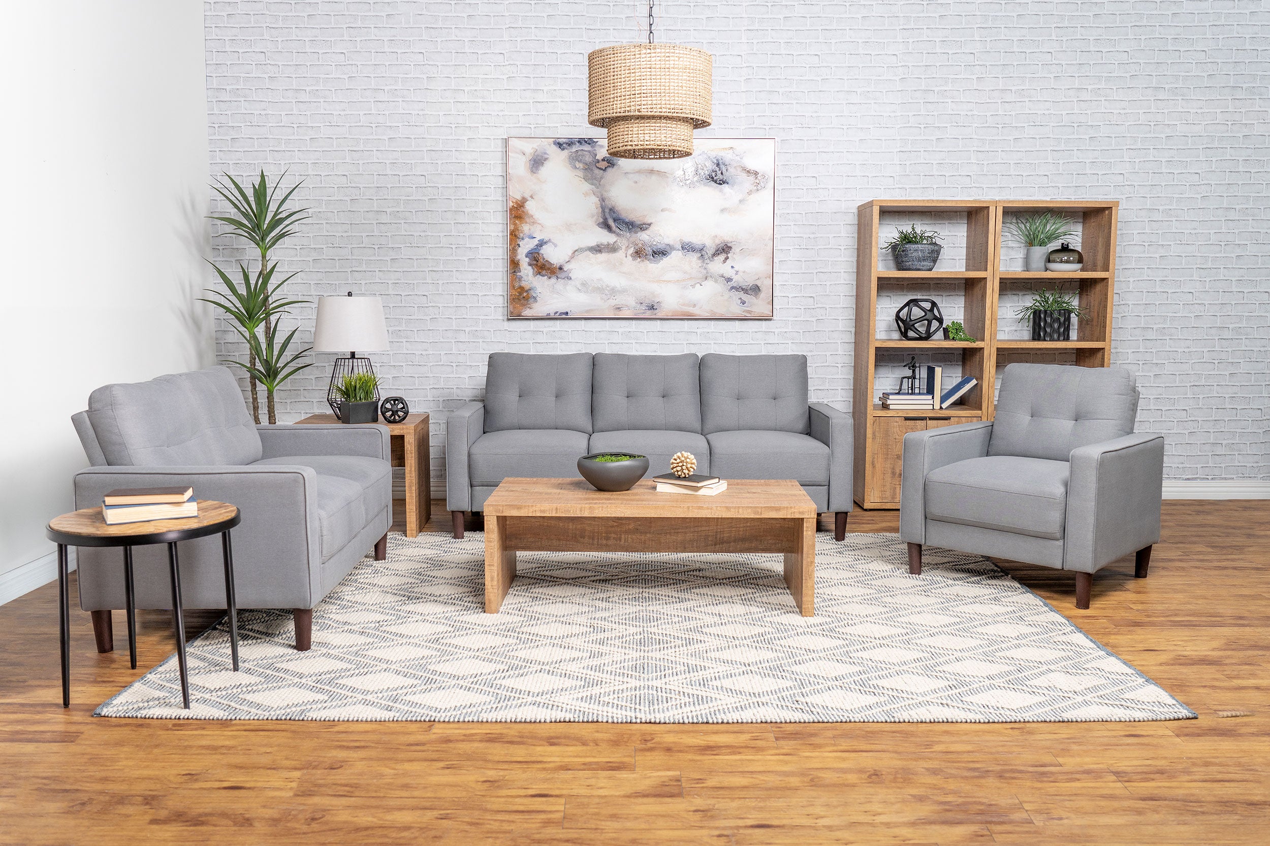 Bowen Upholstered Track Arm Tufted Sofa Grey-