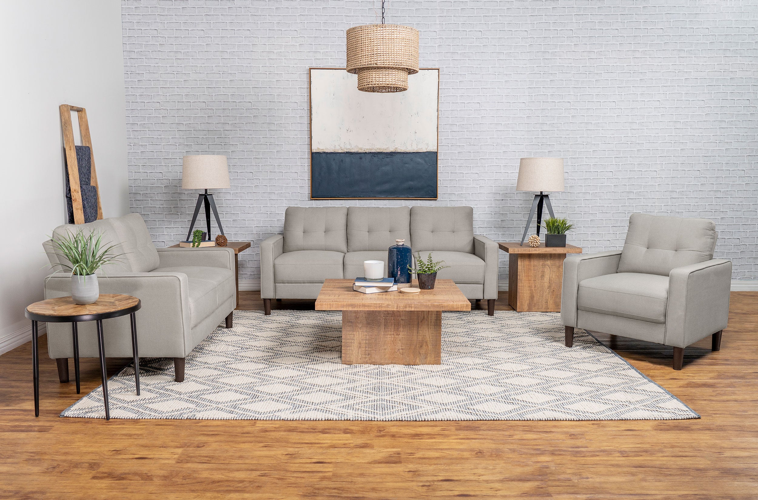 Bowen Upholstered Track Arm Tufted Sofa Beige-