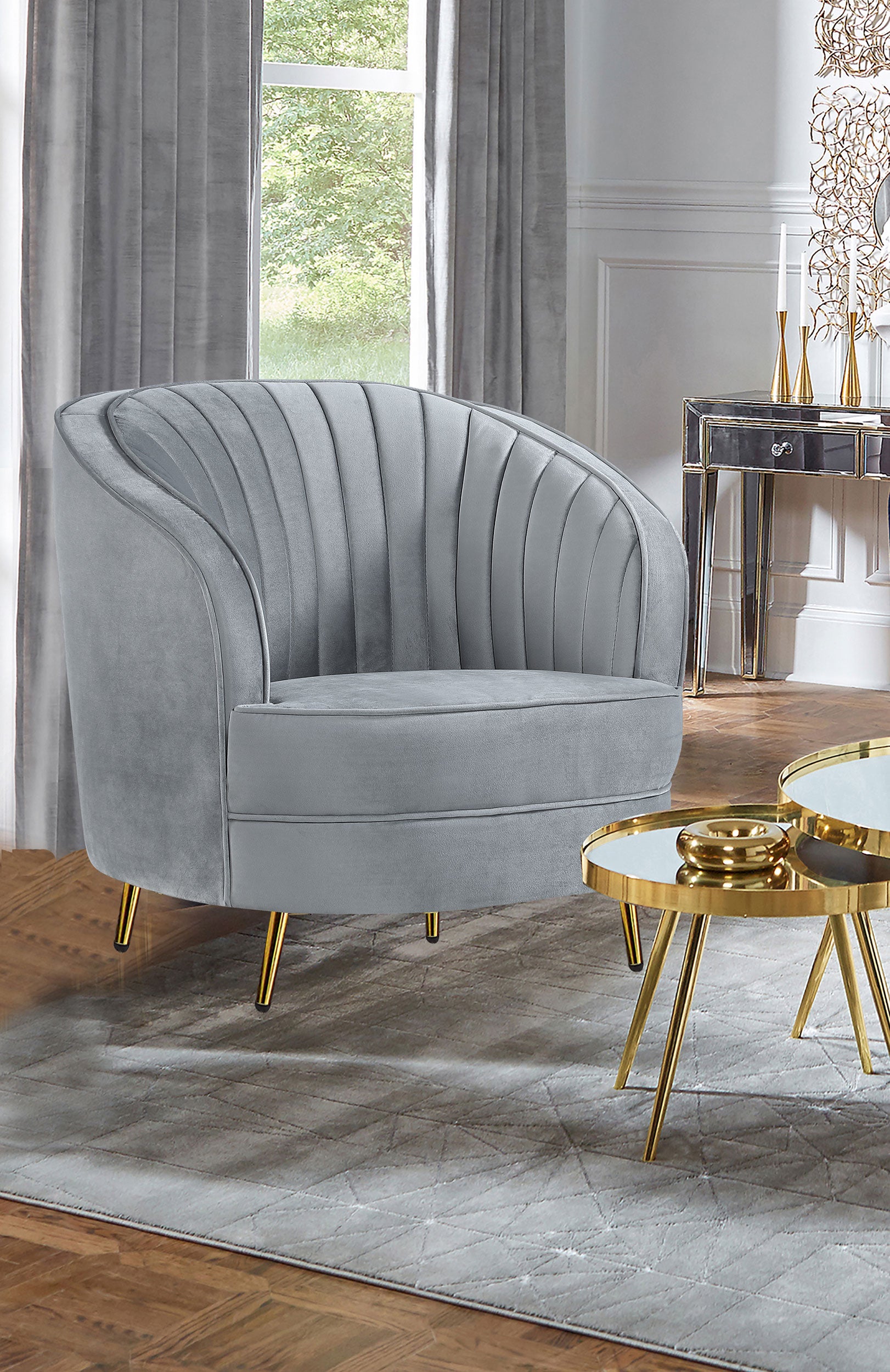 Sophia Upholstered Channel Tufted Barrel Accent Chair Grey-CoasterEssence