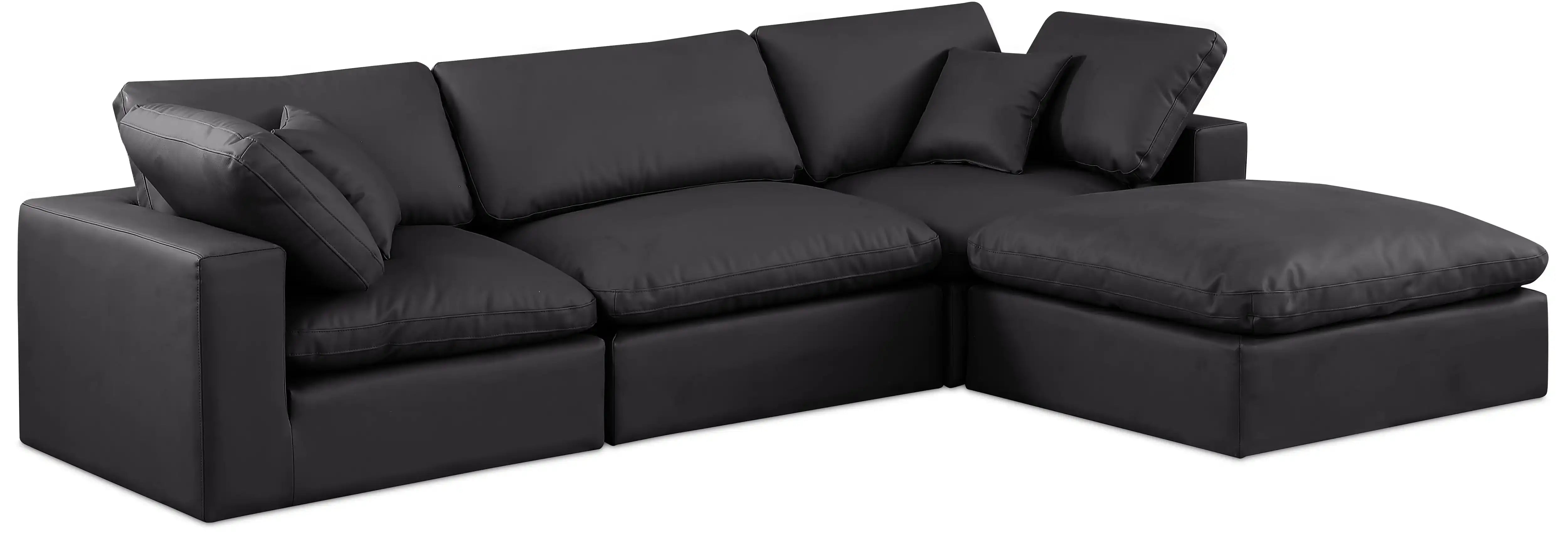 Comfy - 4 Piece Faux Leather Modular Sectional With Chaise - Best Buy Furniture
