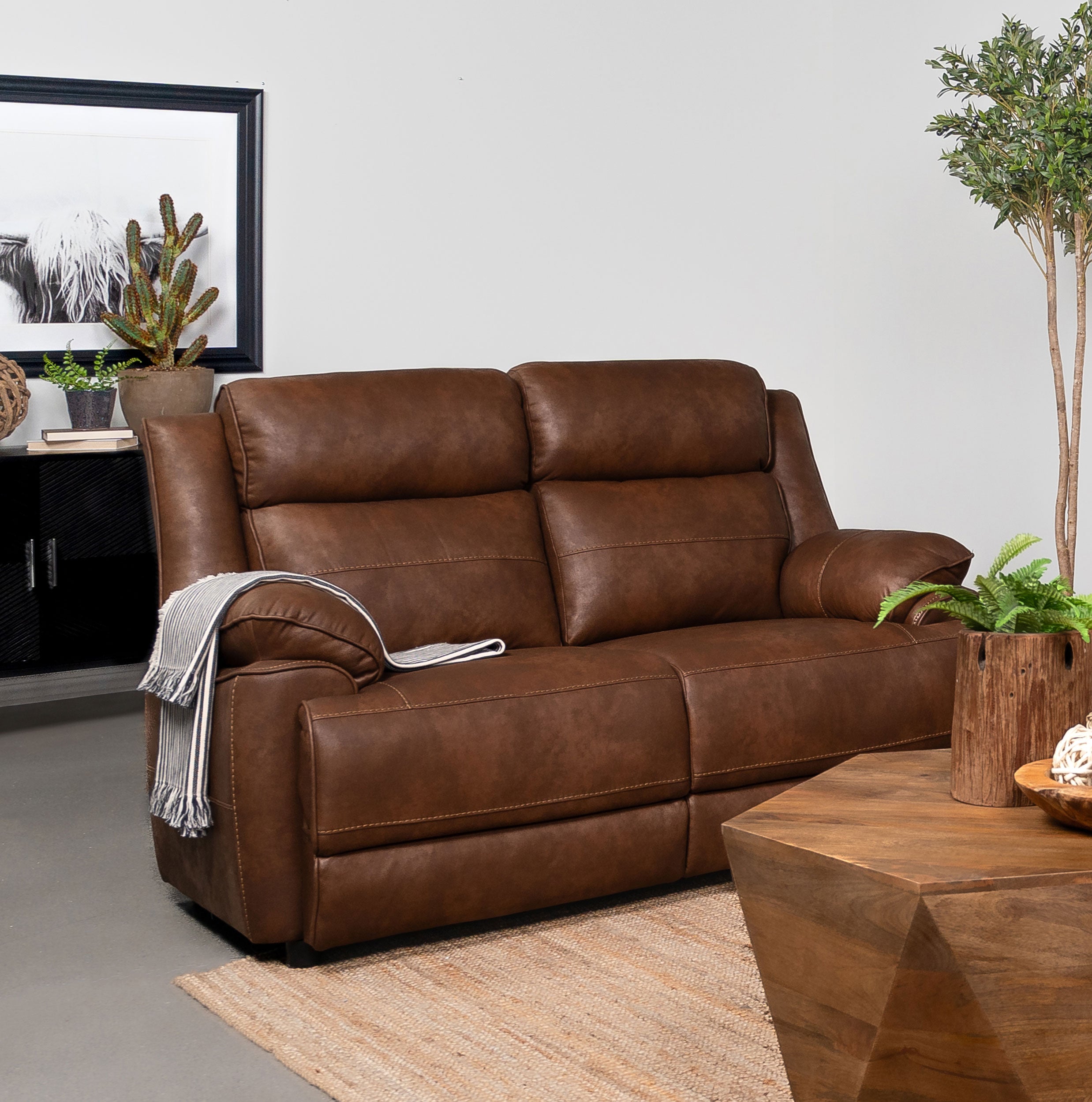 Ellington Upholstered Padded Arm Loveseat Dark Brown-