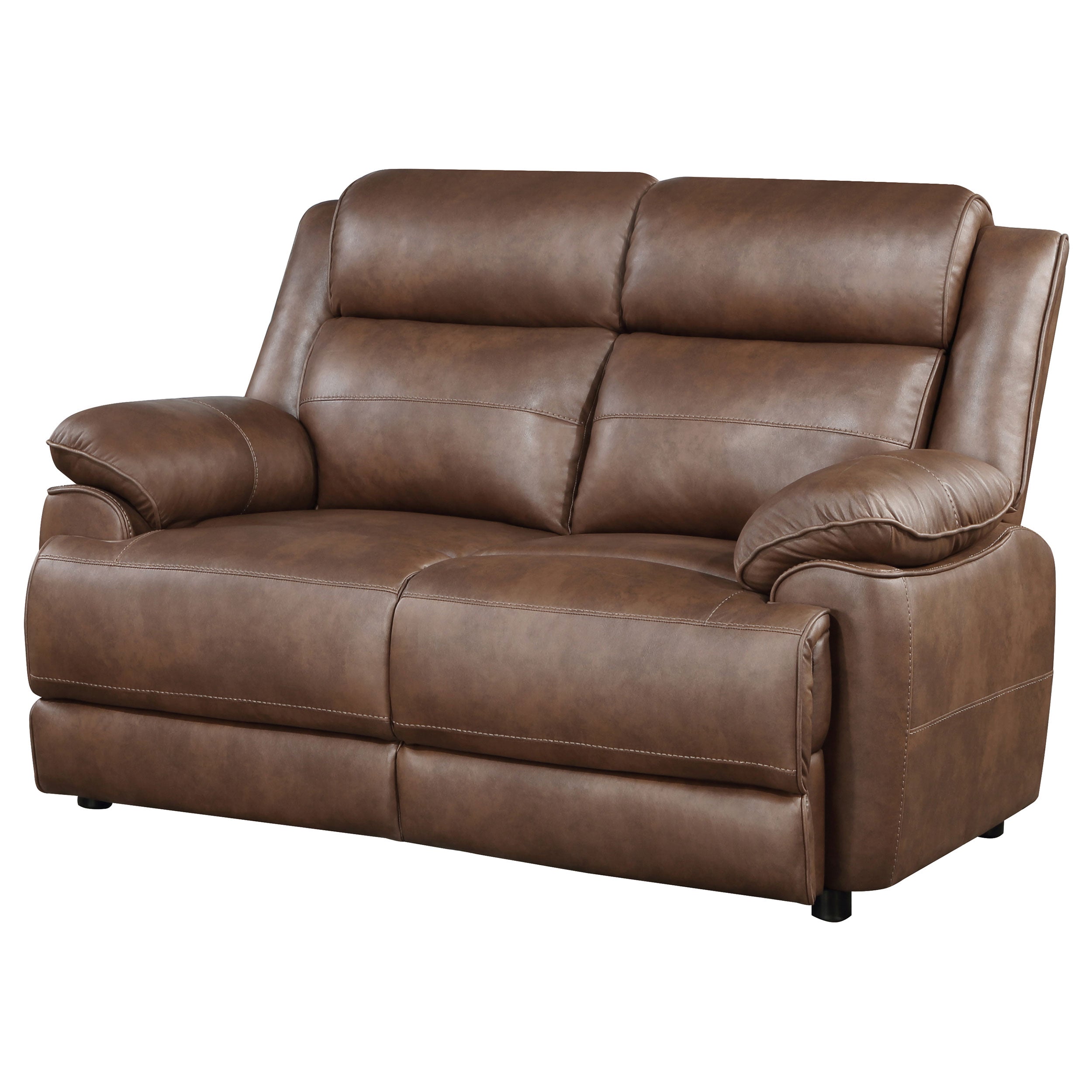 Ellington Upholstered Padded Arm Loveseat Dark Brown-
