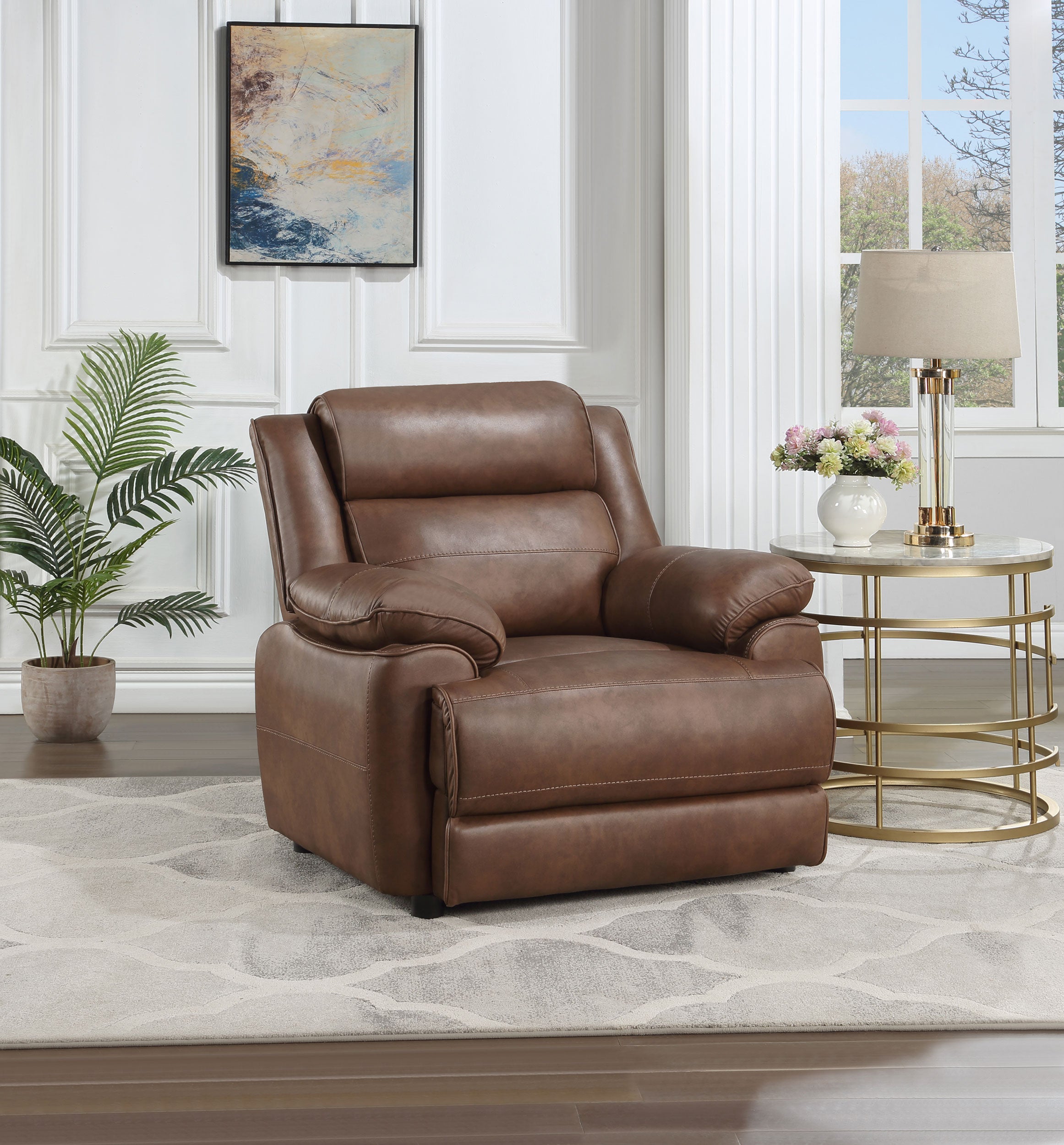 Ellington Upholstered Padded Arm Accent Chair Dark Brown-