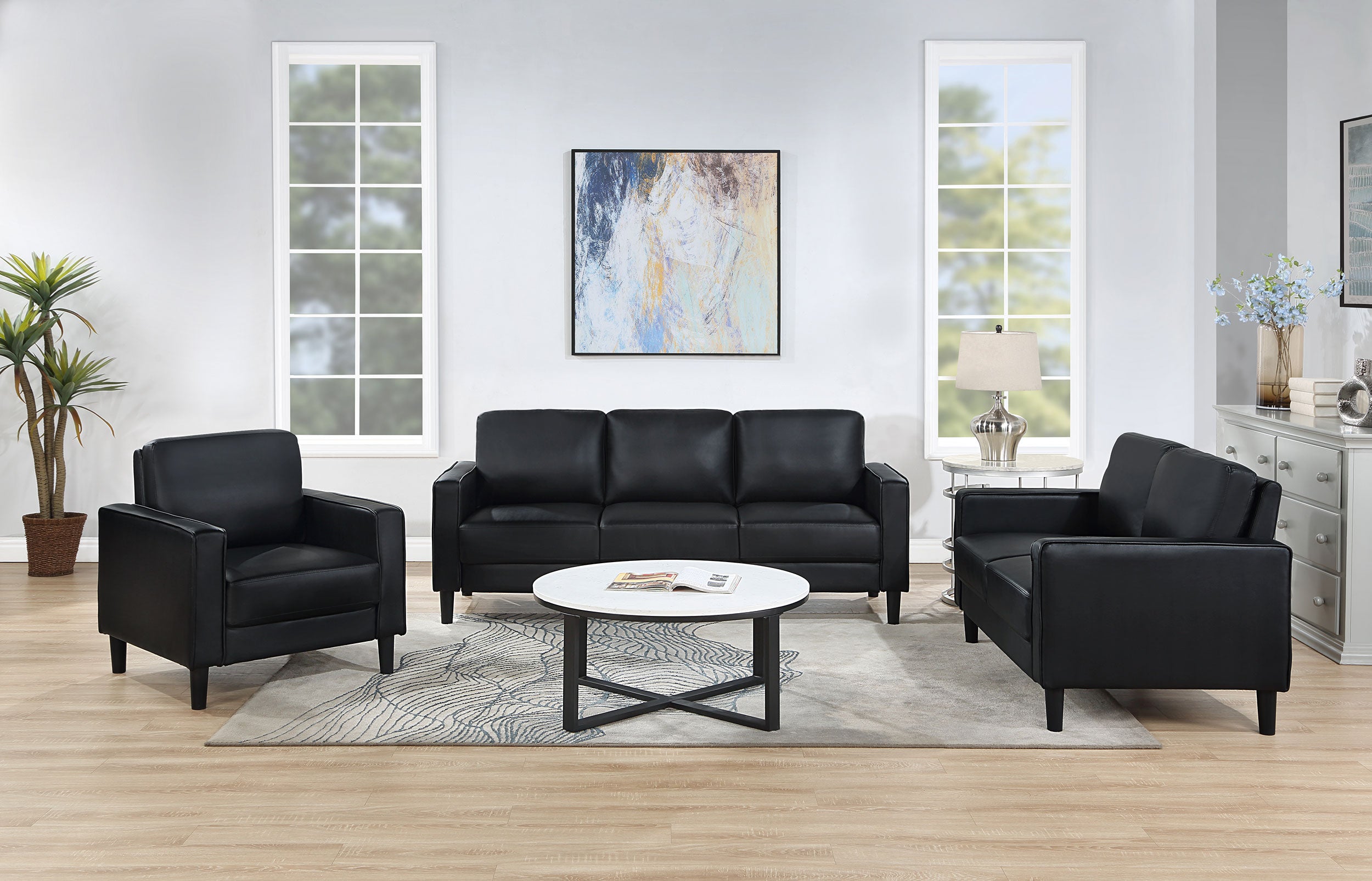 Ruth Upholstered Track Arm Accent Chair Black-