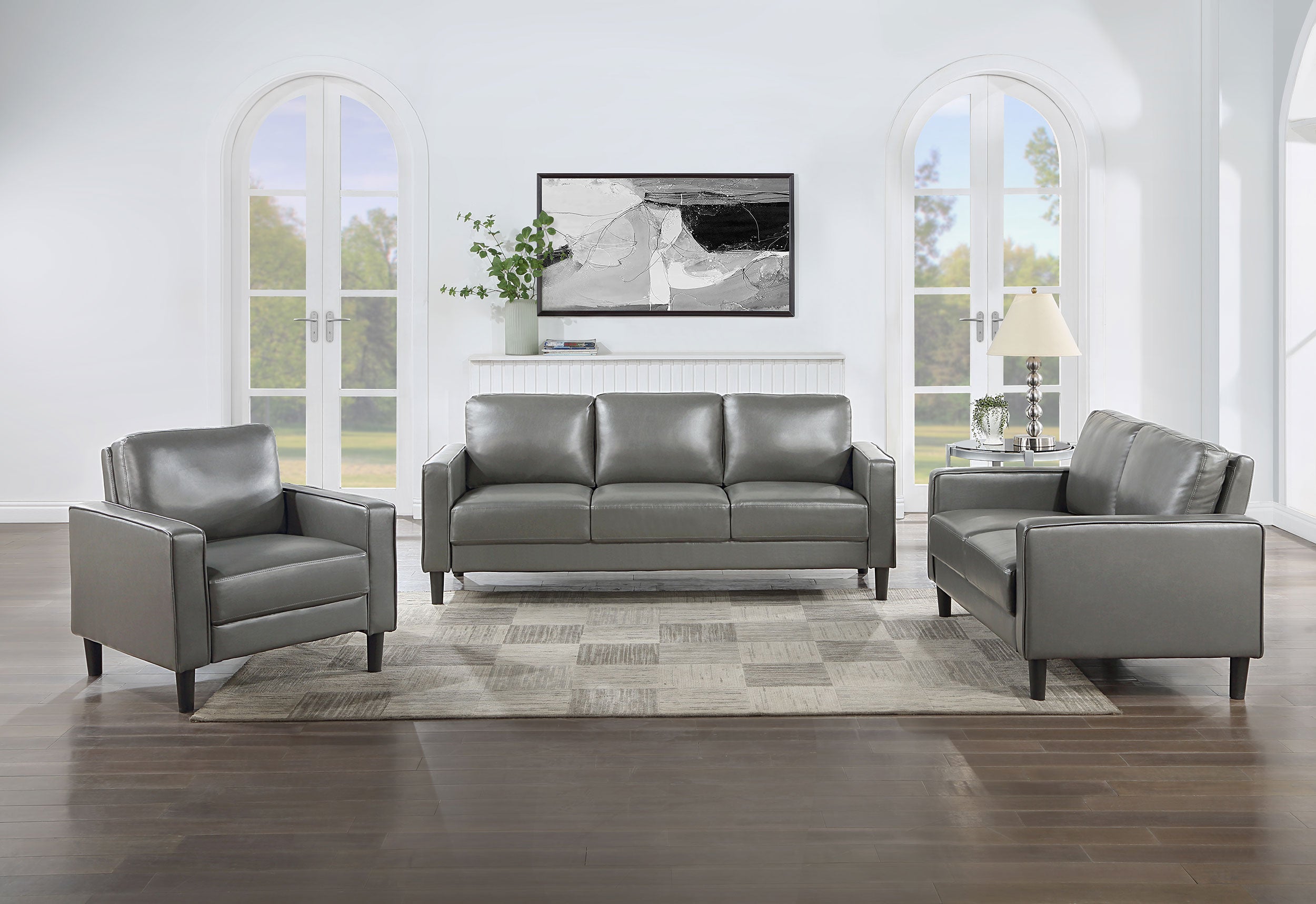 Ruth Upholstered Track Arm Loveseat Grey-