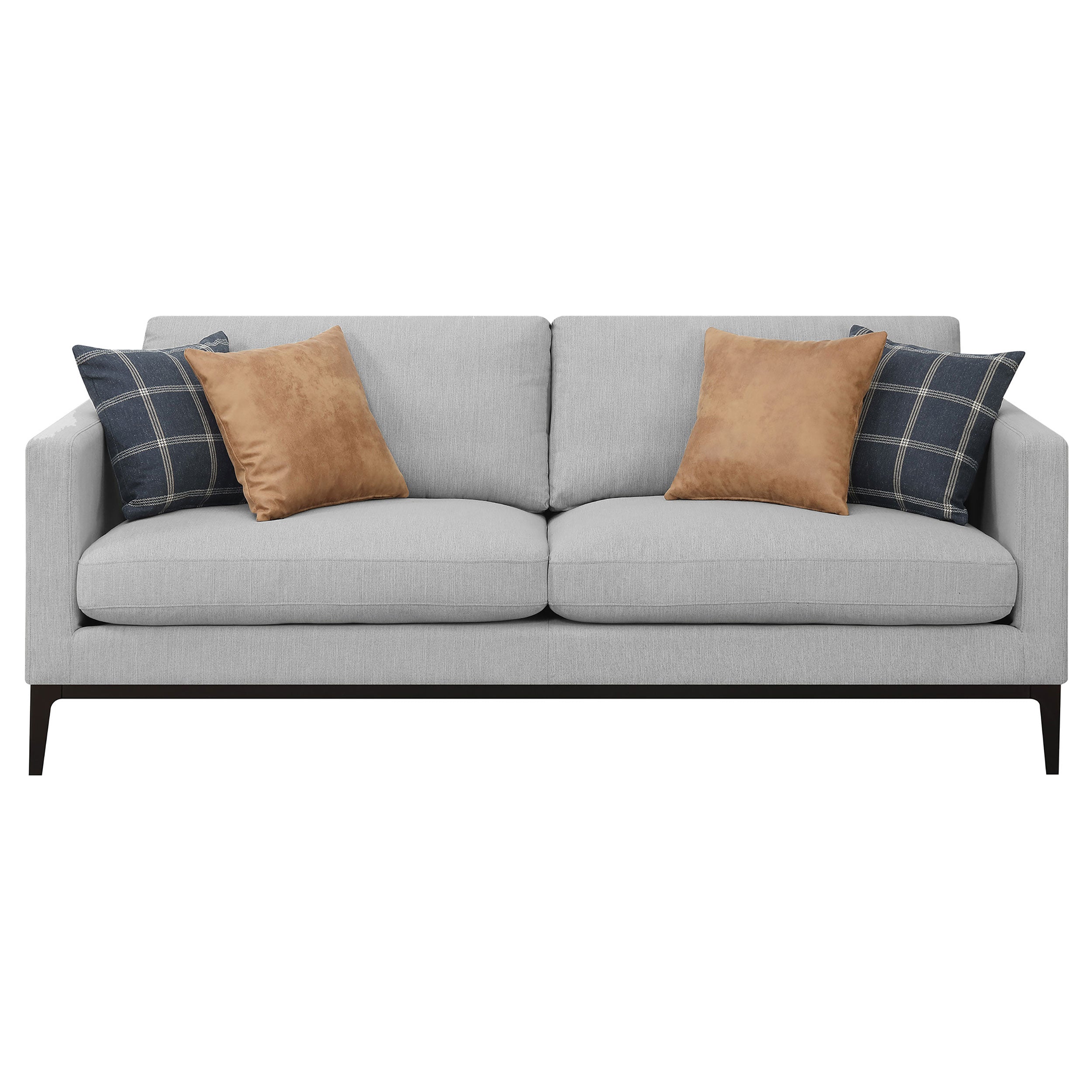 Apperson Upholstered Track Arm Sofa Light Grey-CoasterElevations