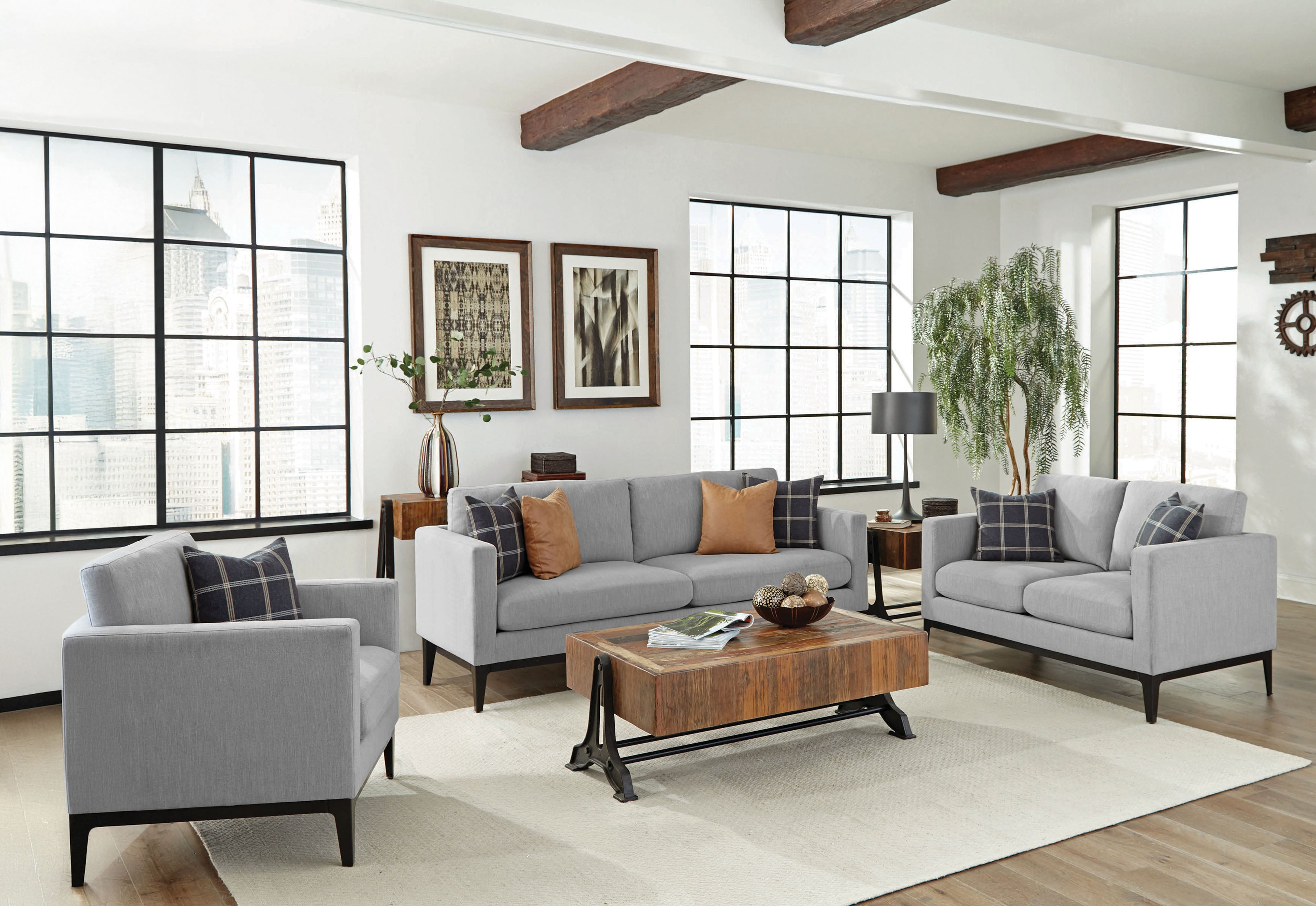 Apperson Upholstered Track Arm Sofa Light Grey-CoasterElevations