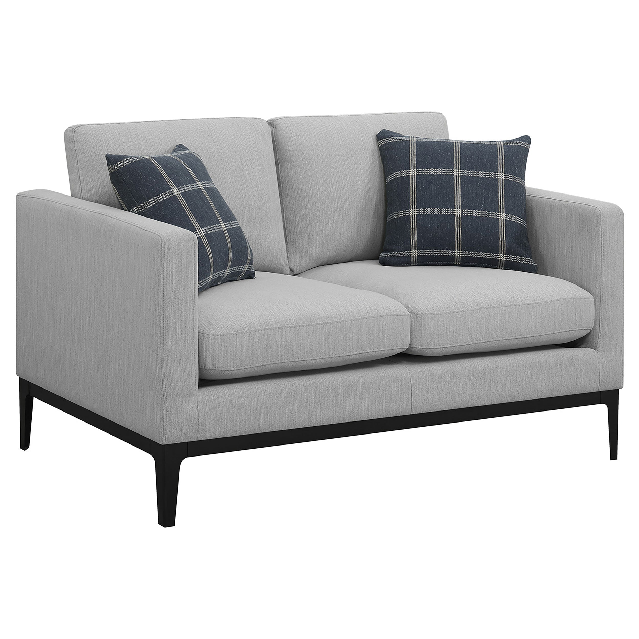 Apperson Upholstered Track Arm Loveseat Light Grey-CoasterElevations