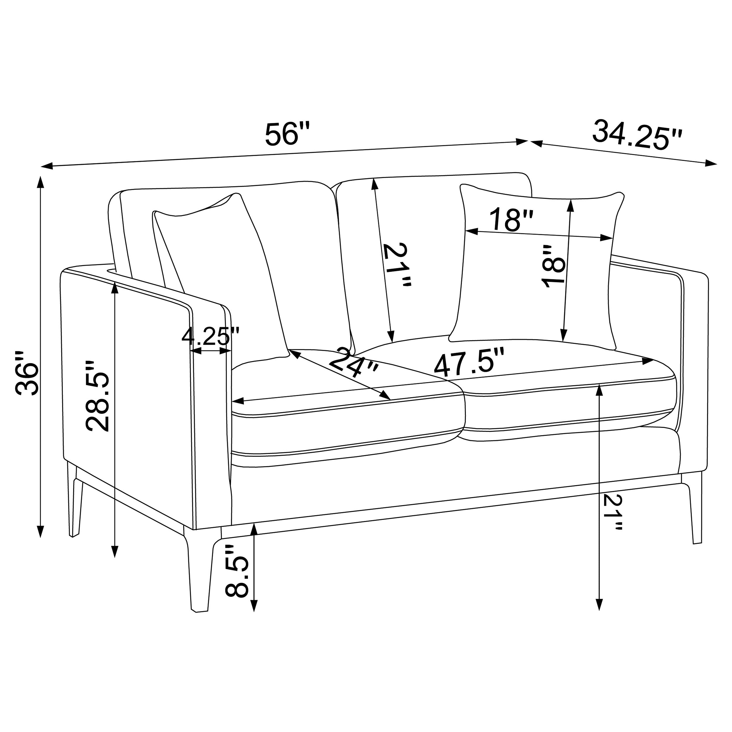 Apperson Upholstered Track Arm Loveseat Light Grey-CoasterElevations