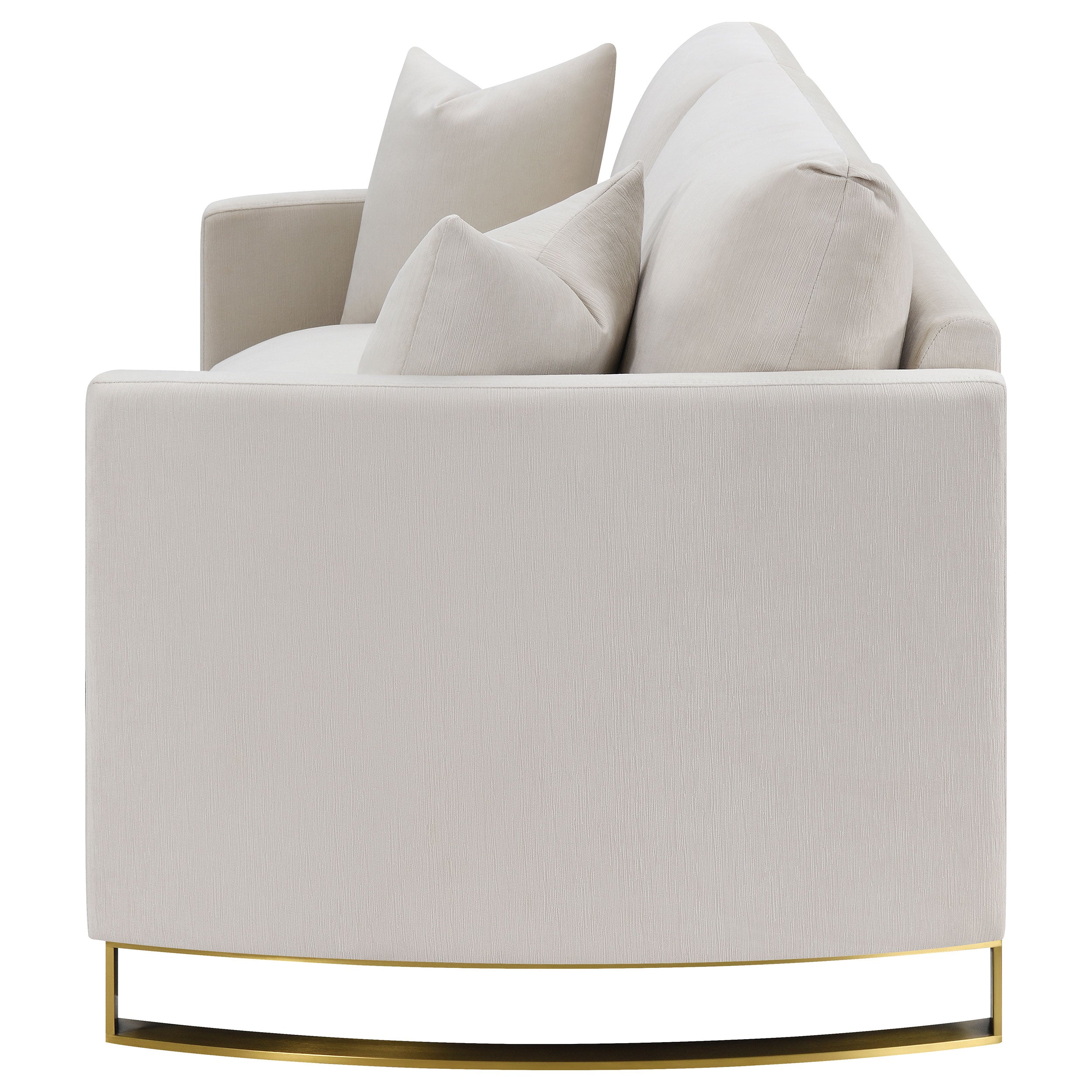 Corliss Upholstered Curved Track Arm Loveseat Beige-CoasterElevations