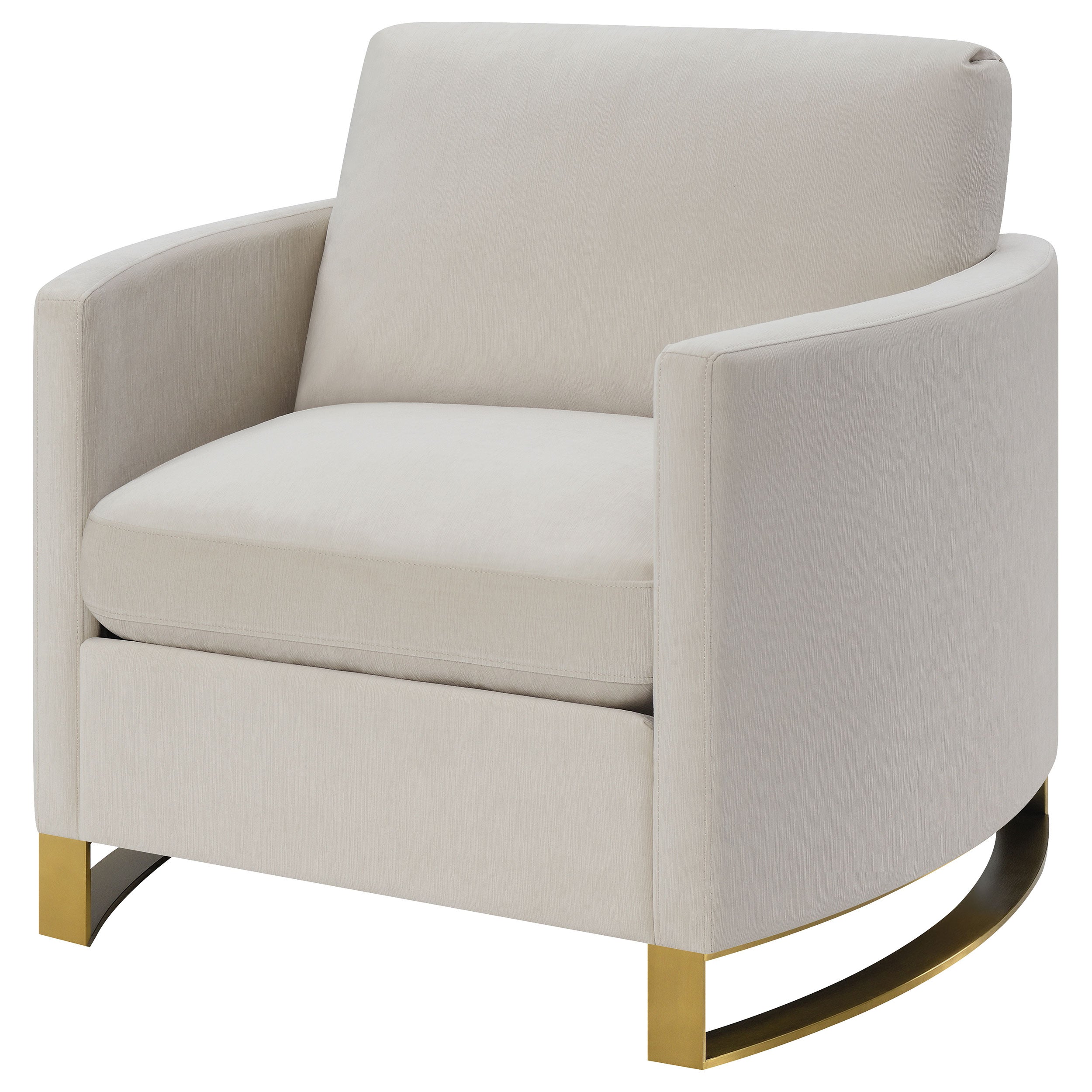 Corliss Upholstered Curved Track Arm Chair Beige-CoasterElevations