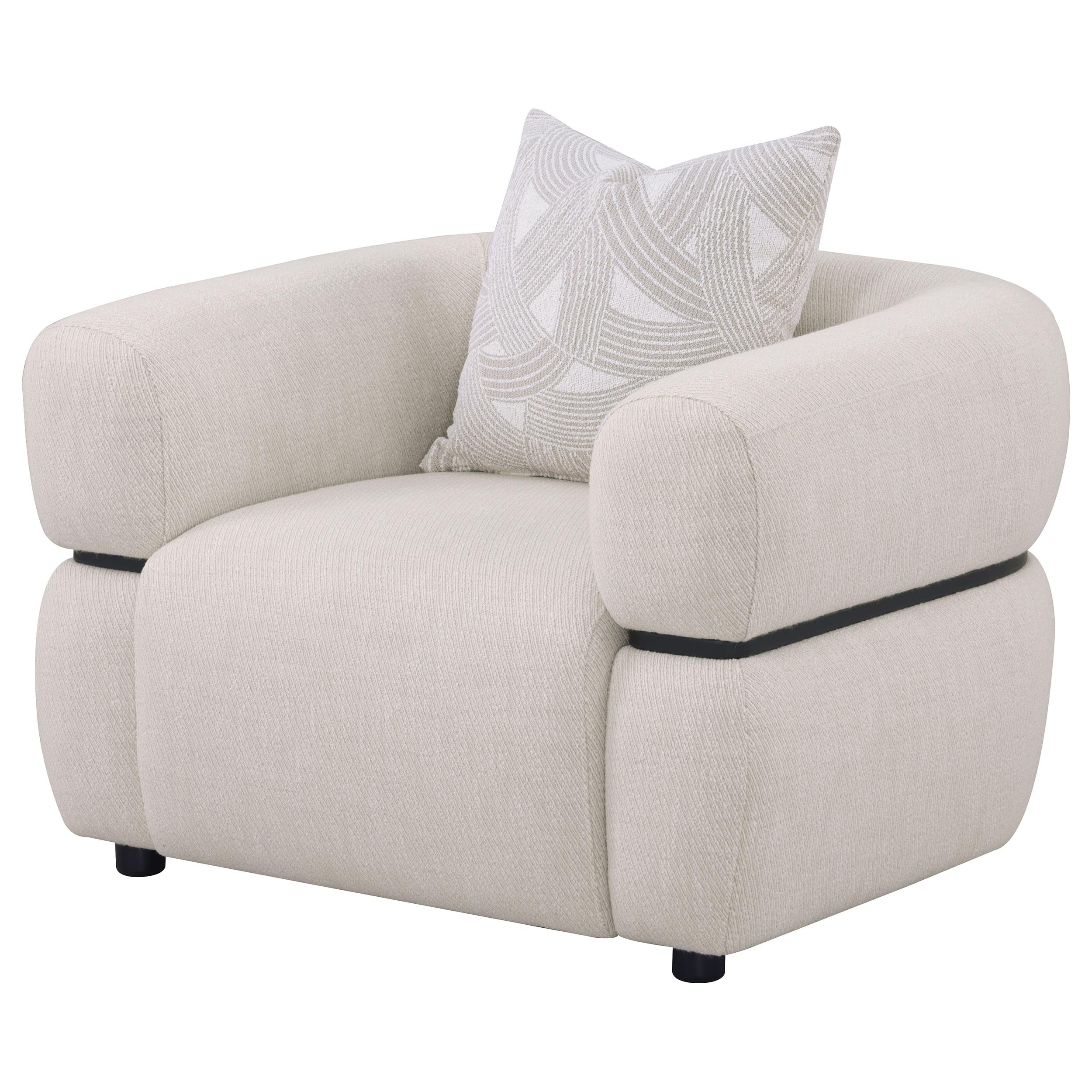 Jeanette Fabric Upholstered Round Arm Accent Chair Beige-