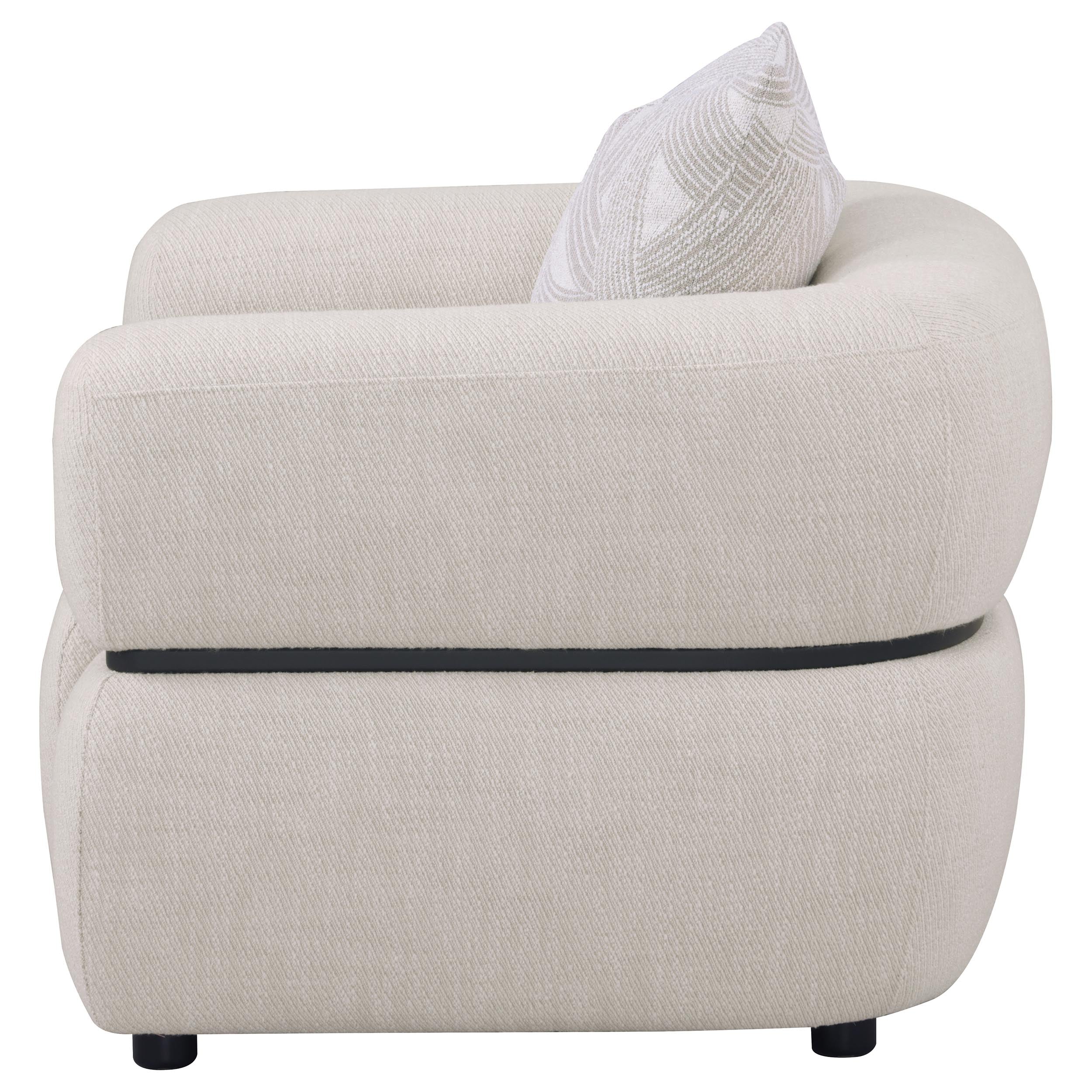 Jeanette Fabric Upholstered Round Arm Accent Chair Beige-