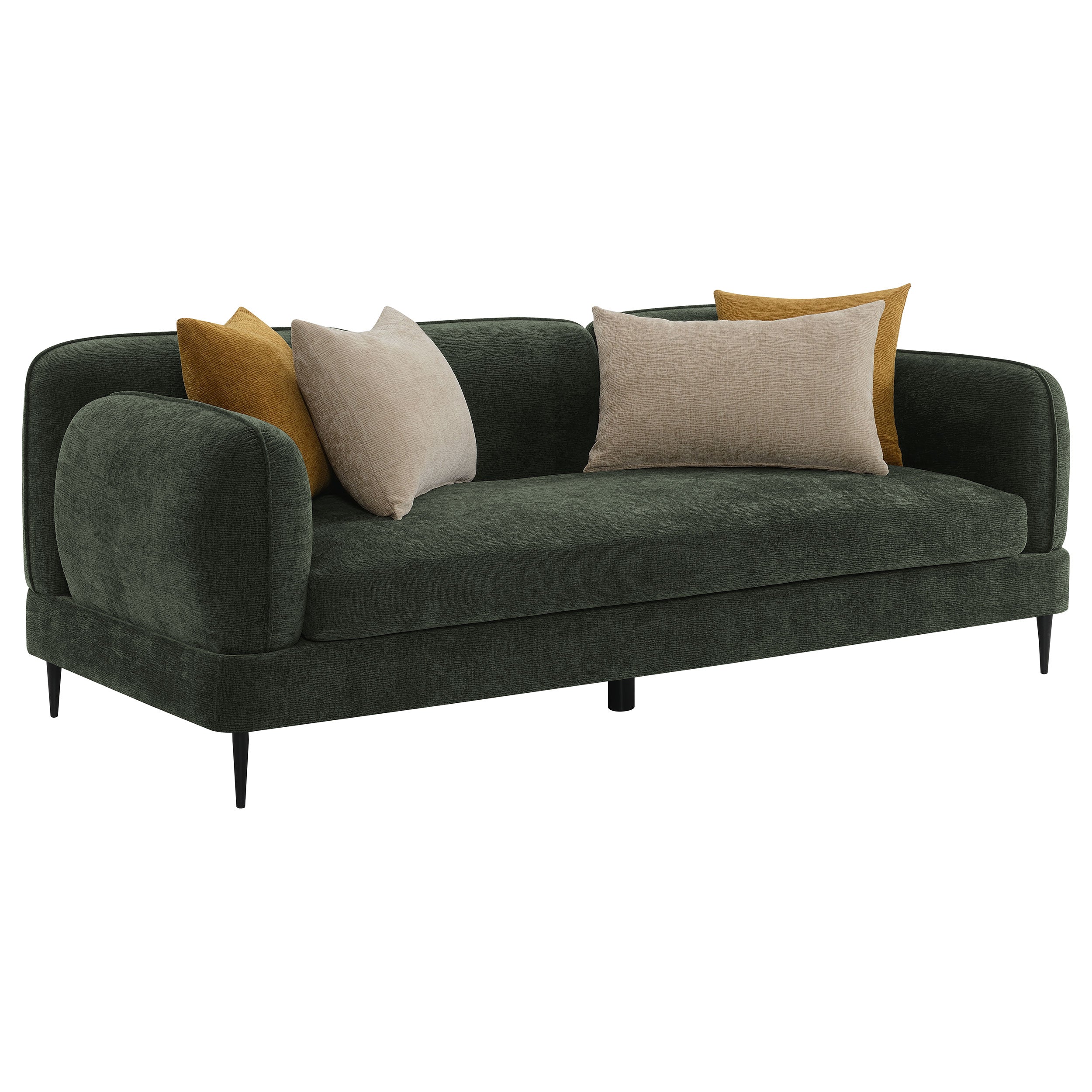 Jade Chenille Upholstered Modern Track Arm Sofa Green-