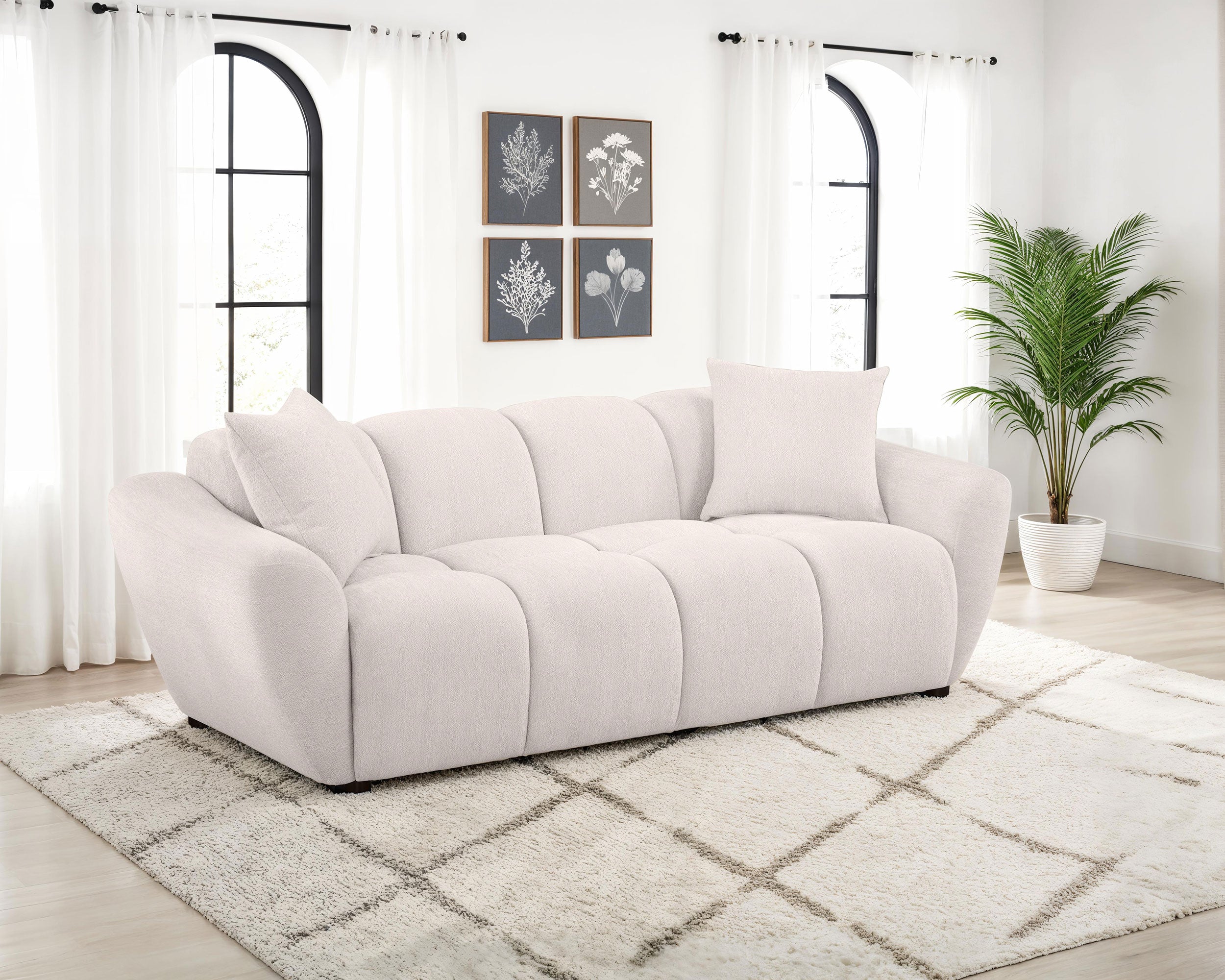 Destino Chenille Upholstered Splayed Arm Sofa Greige-