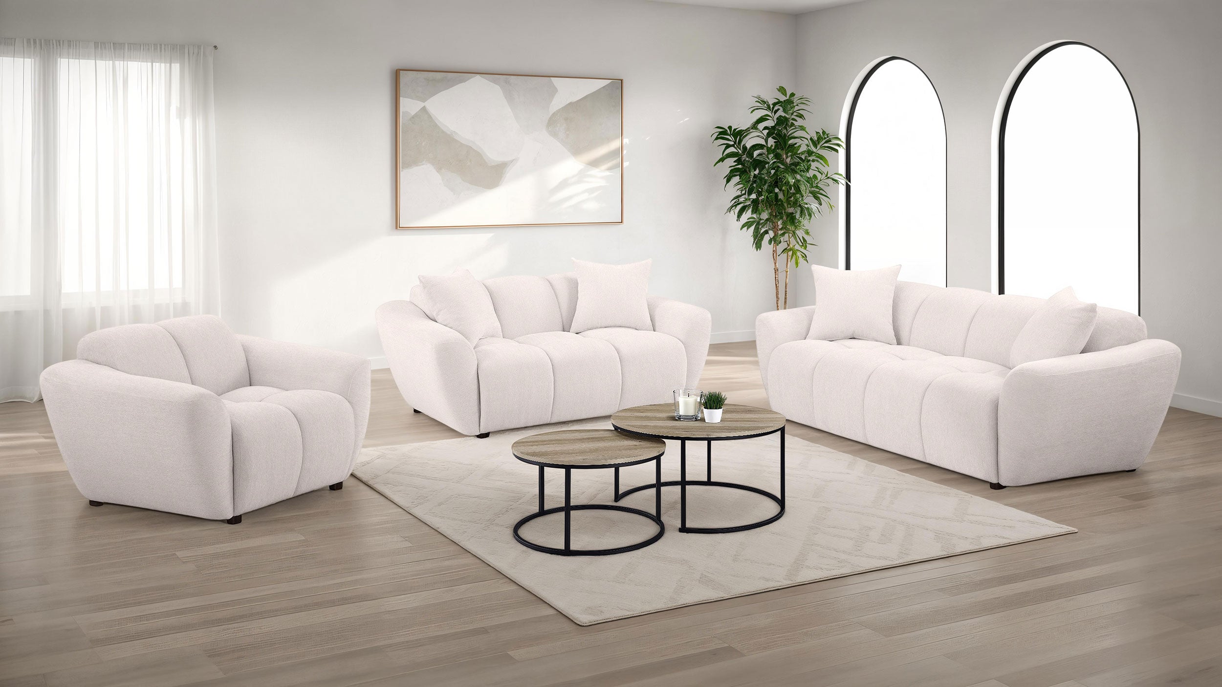 Destino Chenille Upholstered Splayed Arm Sofa Greige-