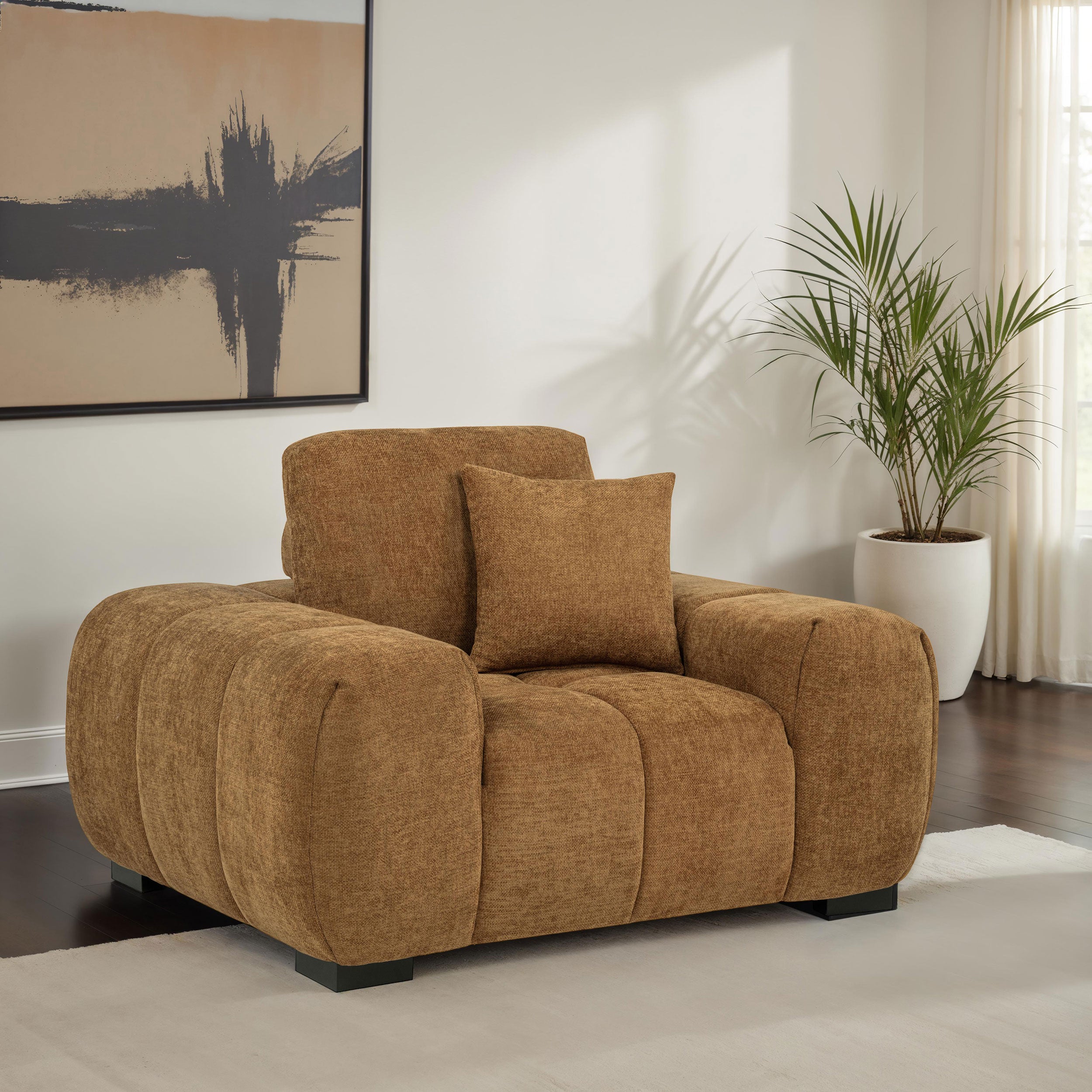 Octavia Upholstered Track Arm Accent Chair Amber-