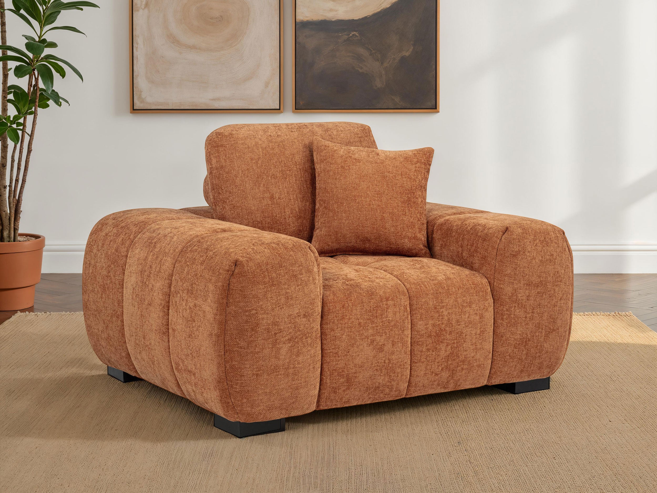 Octavia Upholstered Track Arm Accent Chair Orange-
