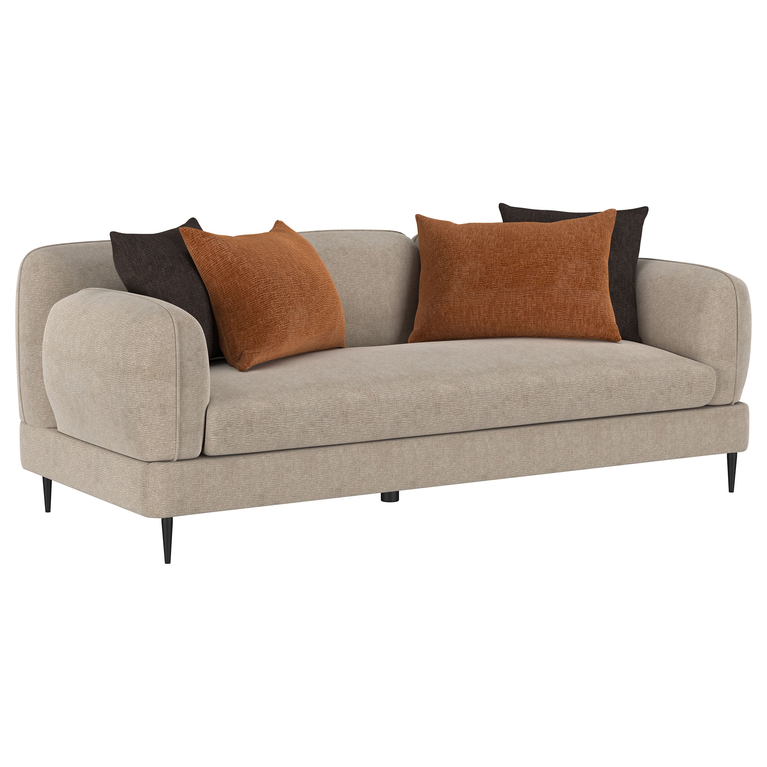 Jade Chenille Upholstered Sculpted Track Arm Sofa Latte-