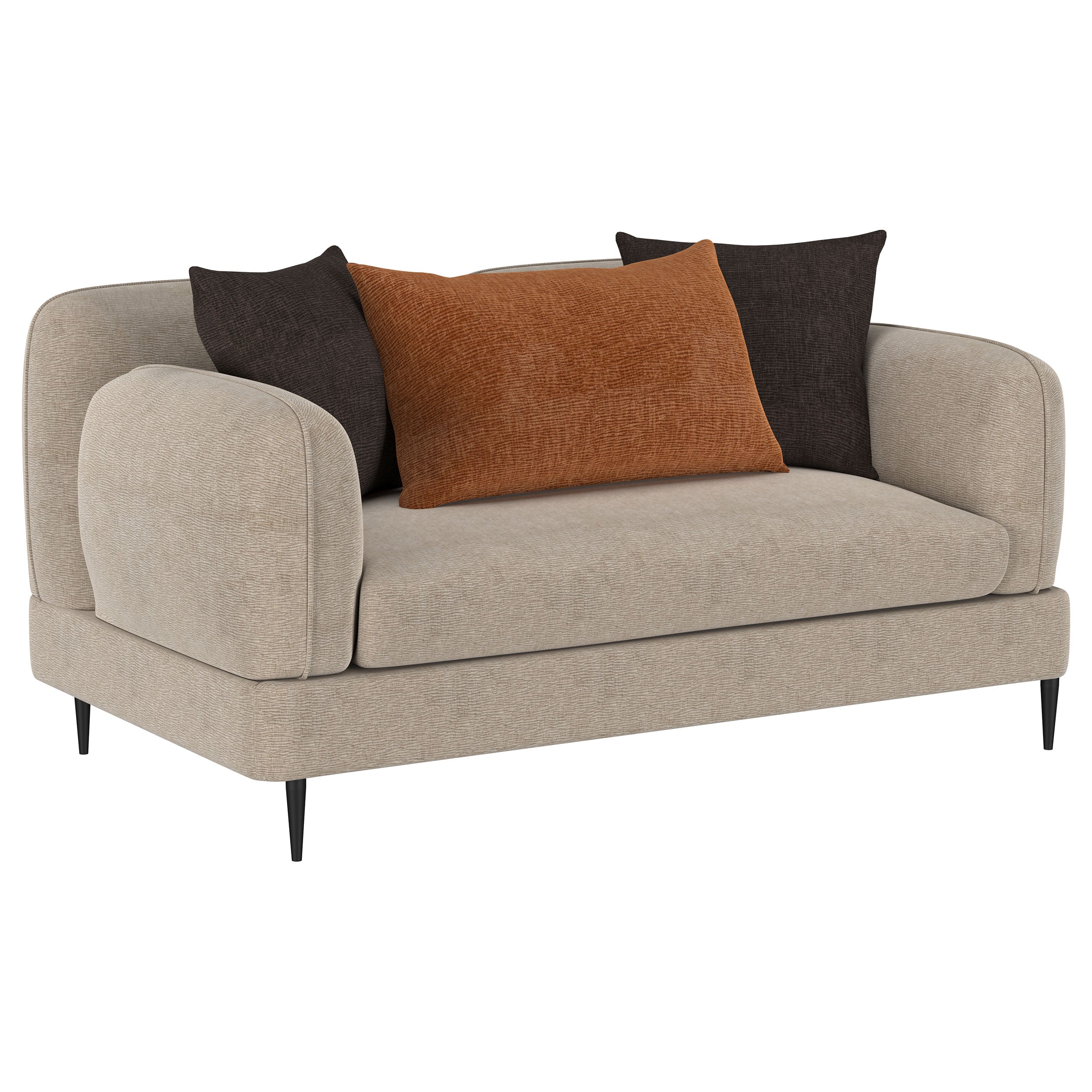 Jade Chenille Upholstered Sculpted Track Arm Loveseat Latte-