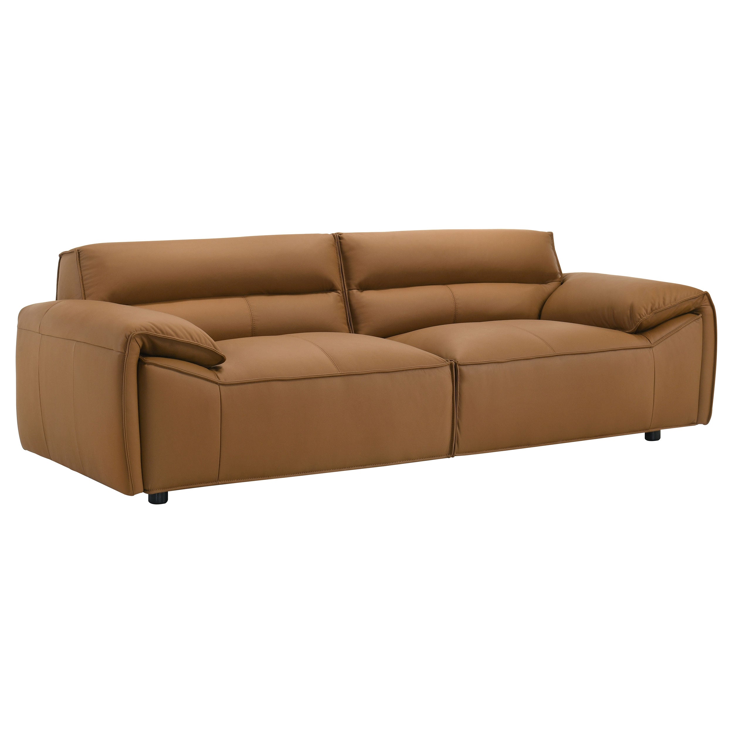 Buxton Top Grain Leather Upholstered Sofa Orange-