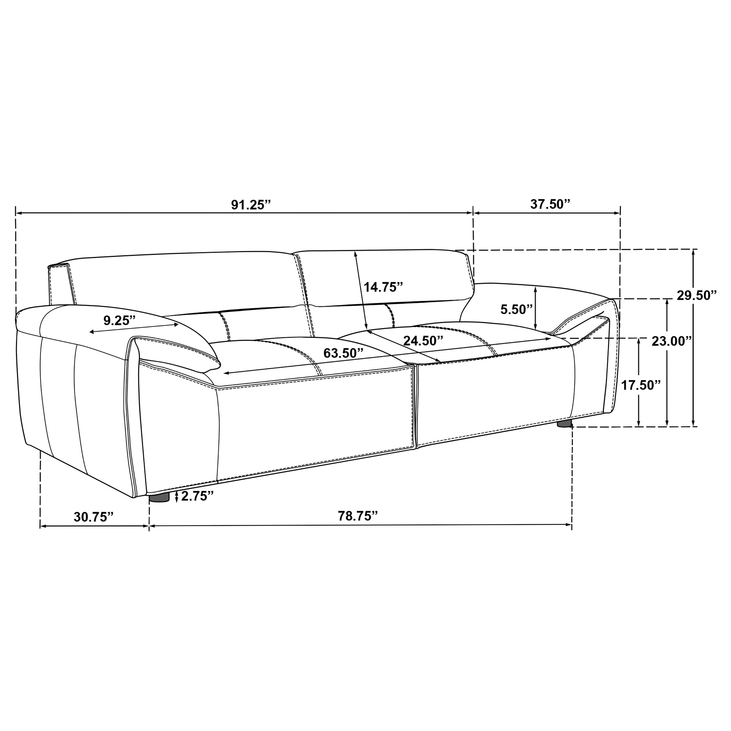 Buxton Top Grain Leather Upholstered Sofa Orange-