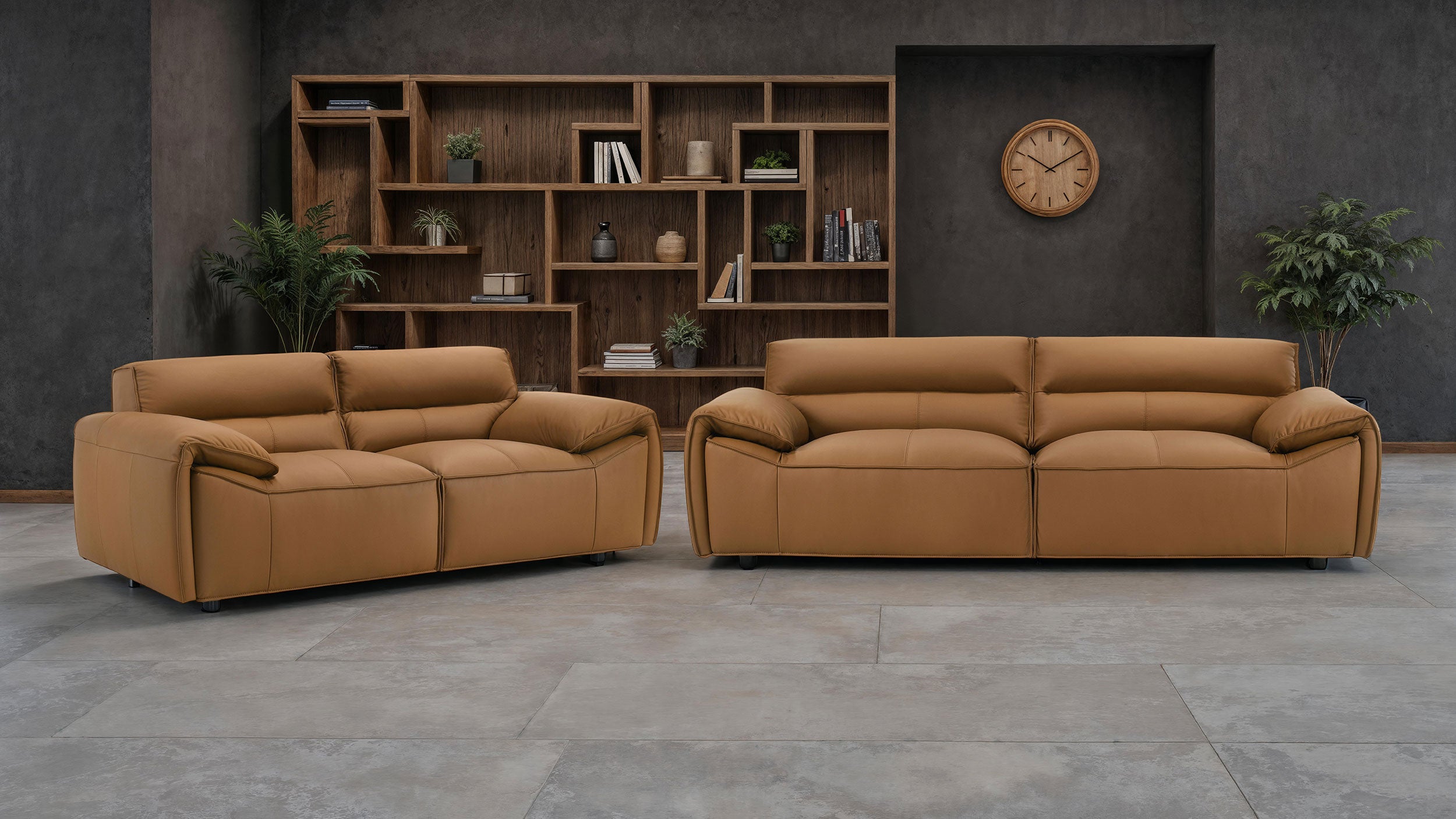 Buxton Top Grain Leather Upholstered Sofa Orange-