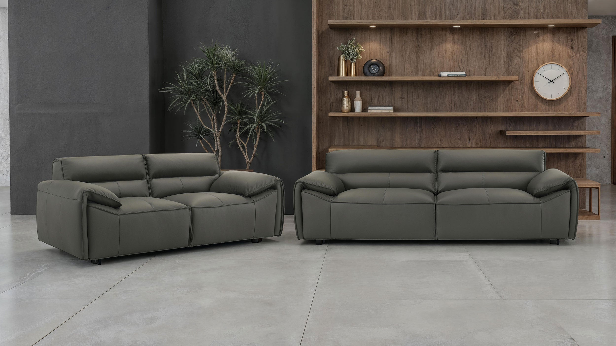 Buxton Top Grain Leather Upholstered Sofa Graphite-