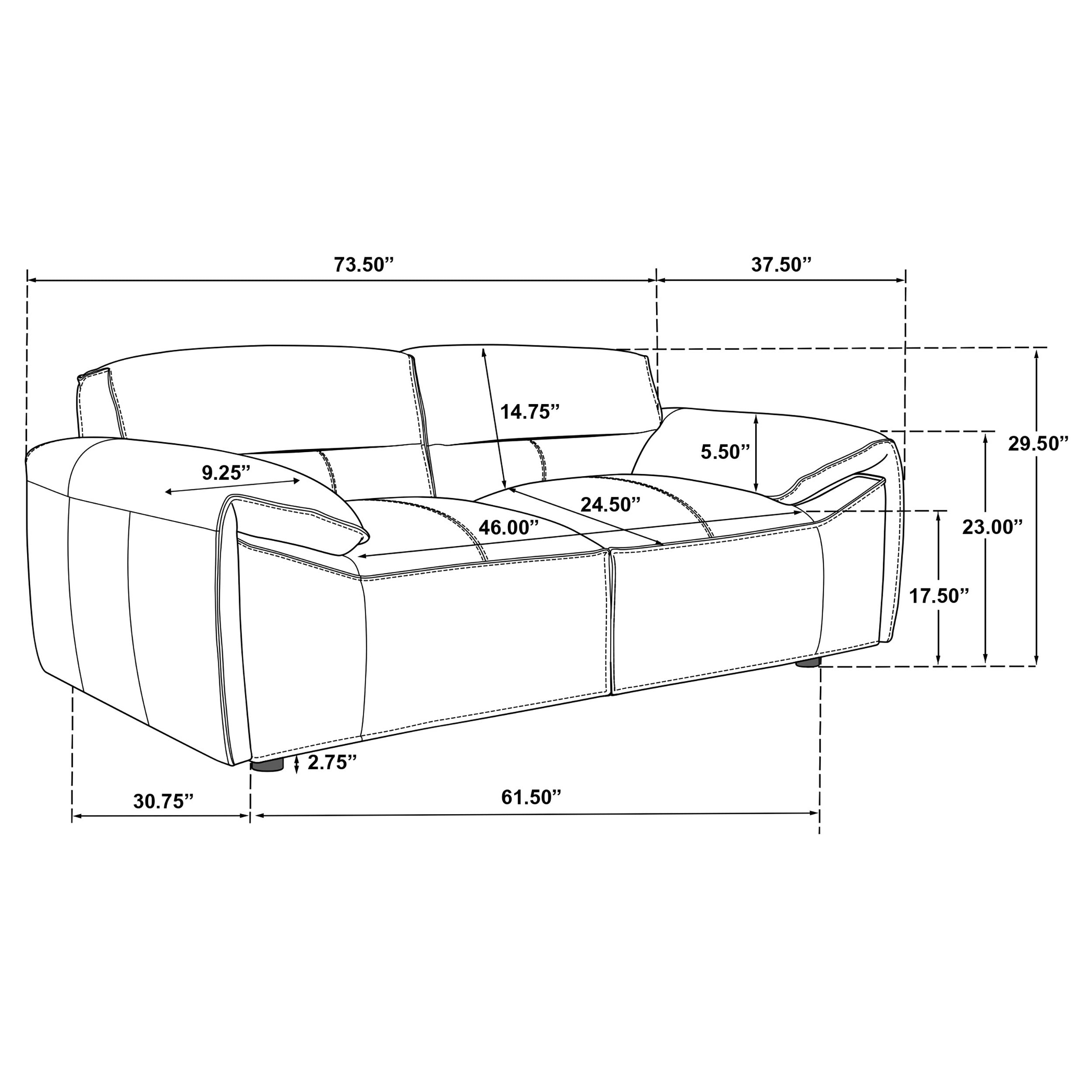 Buxton Top Grain Leather Upholstered Loveseat Graphite-