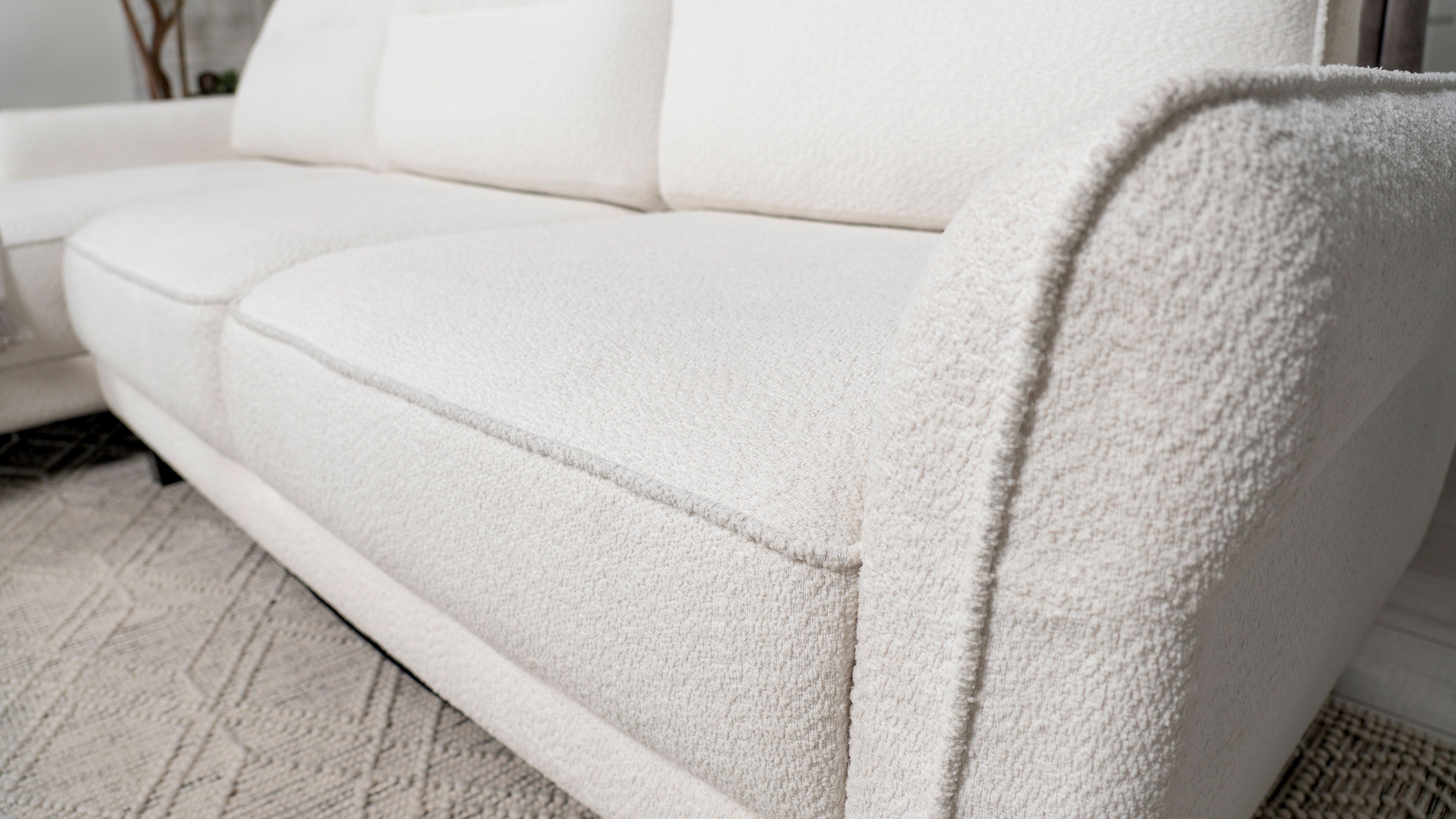 Caspian Upholstered Curved Arm Chaise Sectional Sofa White-