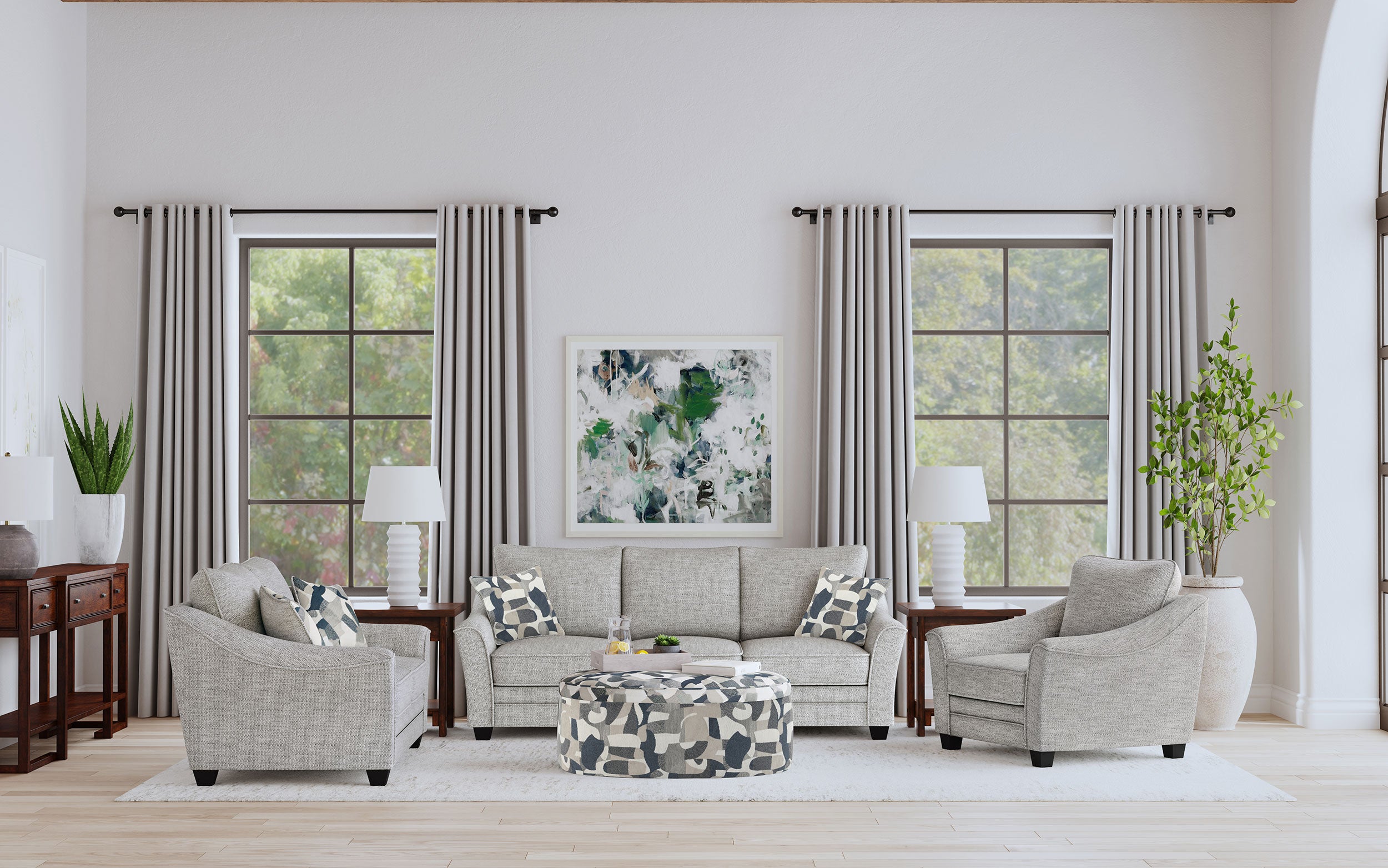 Tomkins Boucle Upholstered Sofa Light Grey-