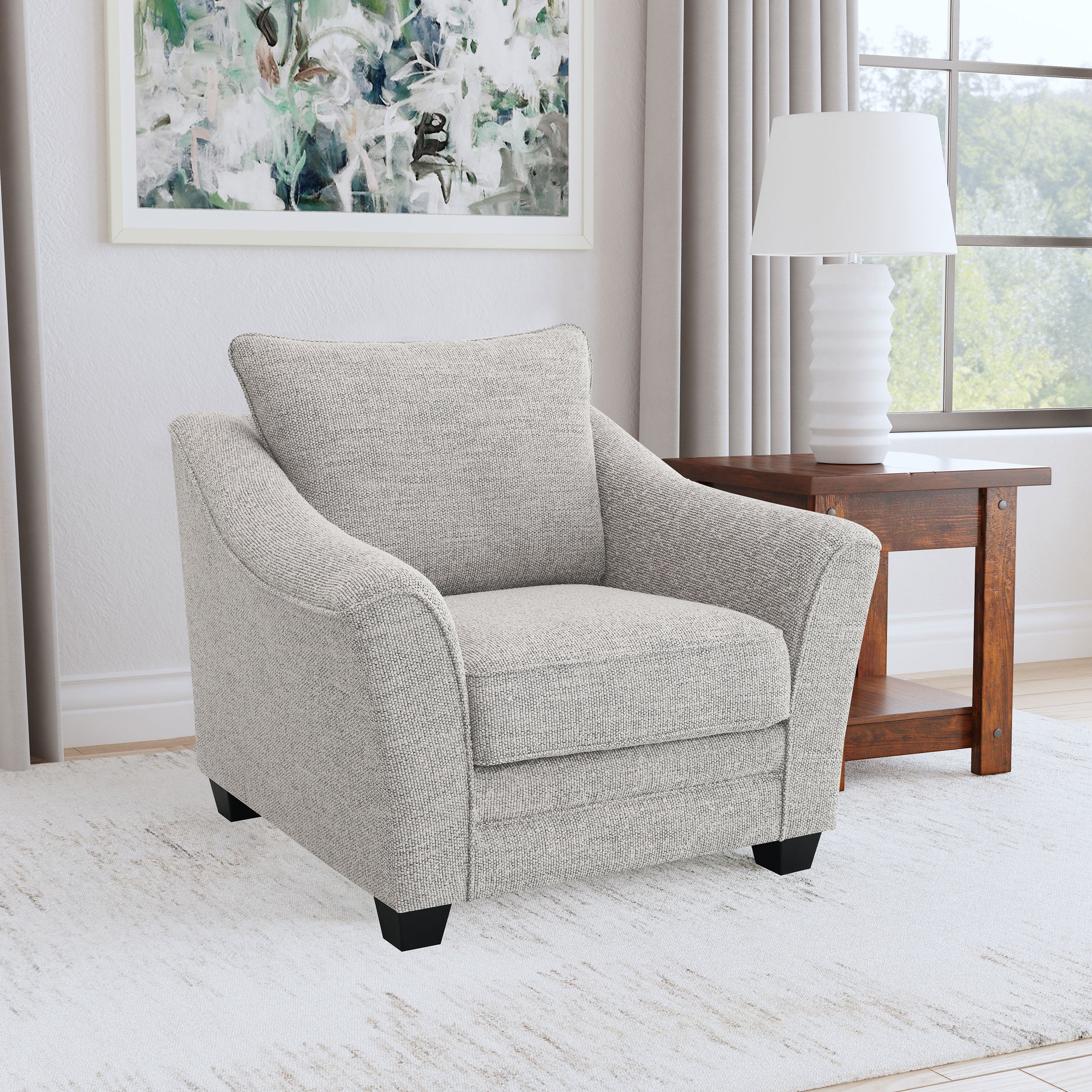 Tomkins Boucle Upholstered Chair Light Grey-