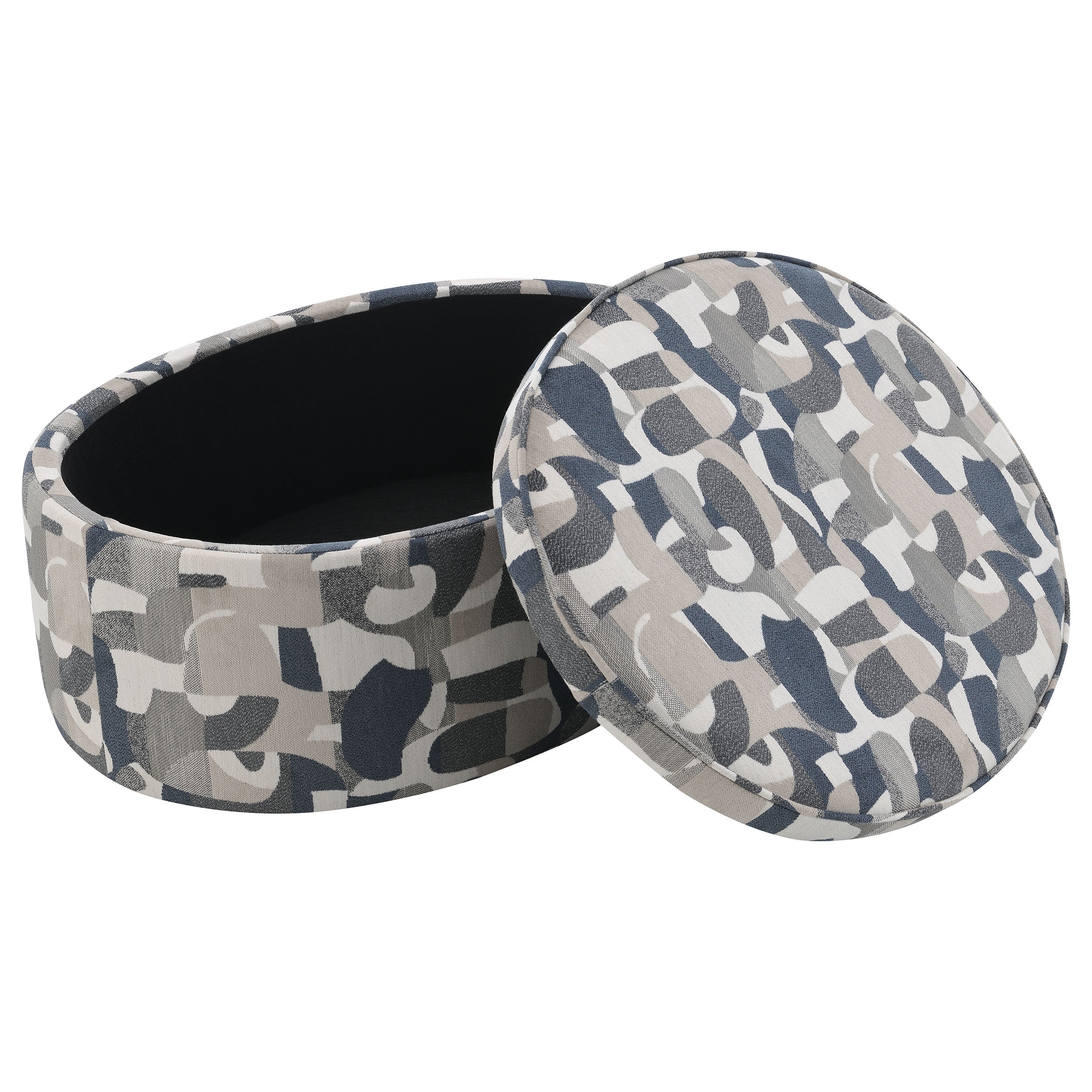 Tomkins Oval Upholstered Storage Ottoman Indigo Blue-