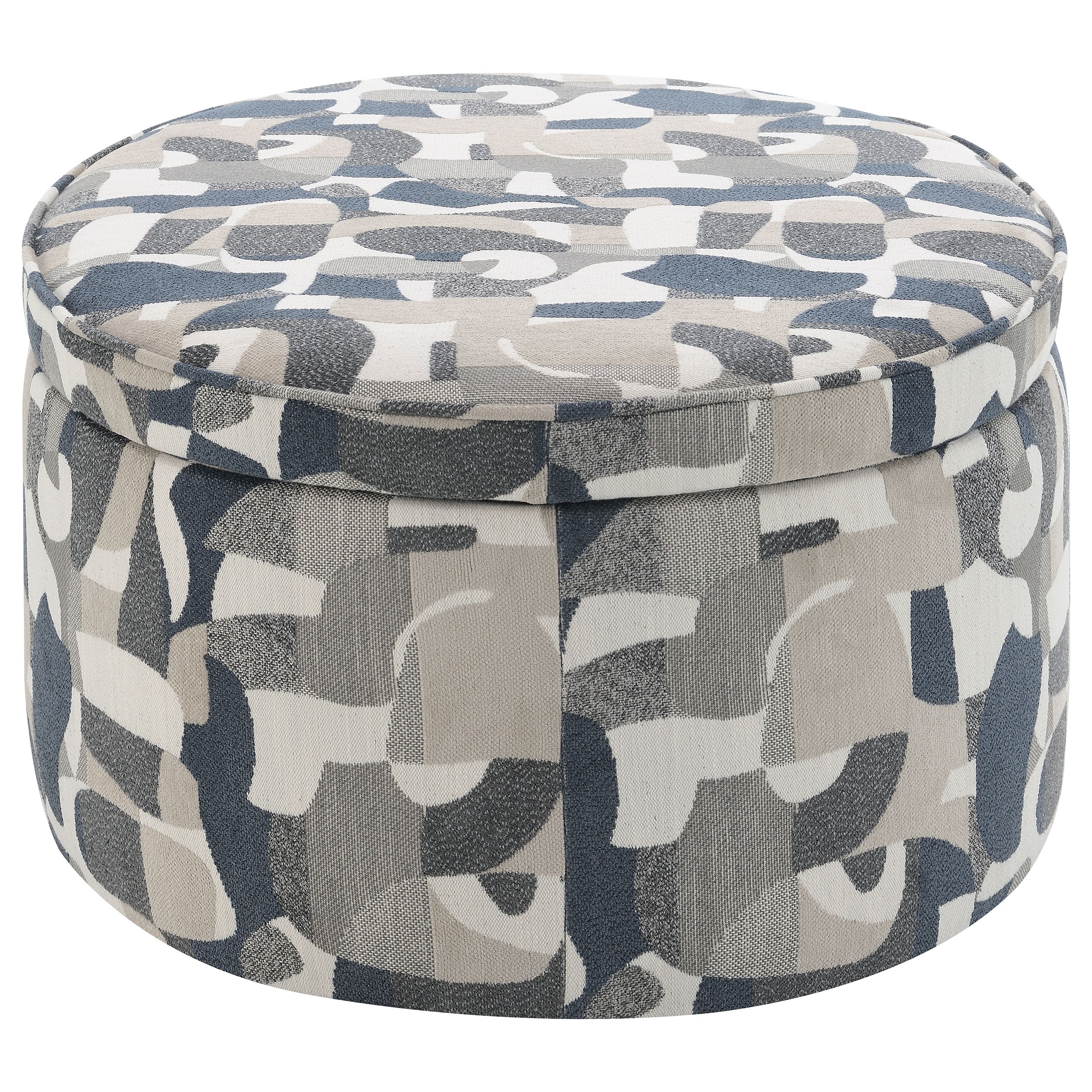 Tomkins Oval Upholstered Storage Ottoman Indigo Blue-